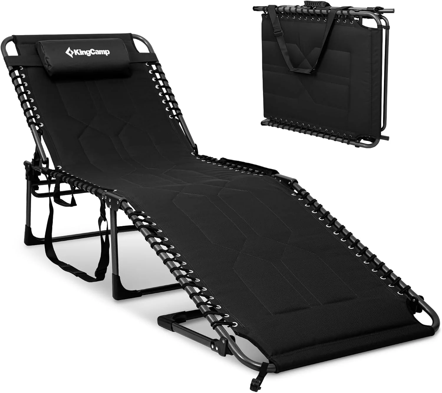 Oversized Tanning Chair, Extra-Wide Padded Folding Chase Lounge Chairs Portable Adjustable 5-Position 440lbs - Image 5