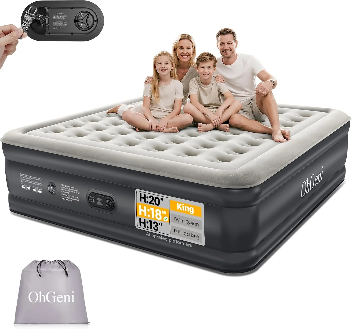 Air Mattress Queen with Built in Pump, 18 Raised Inflatable Blow Up Mattress, Upgraded Surface Portable Bed for - Image 9