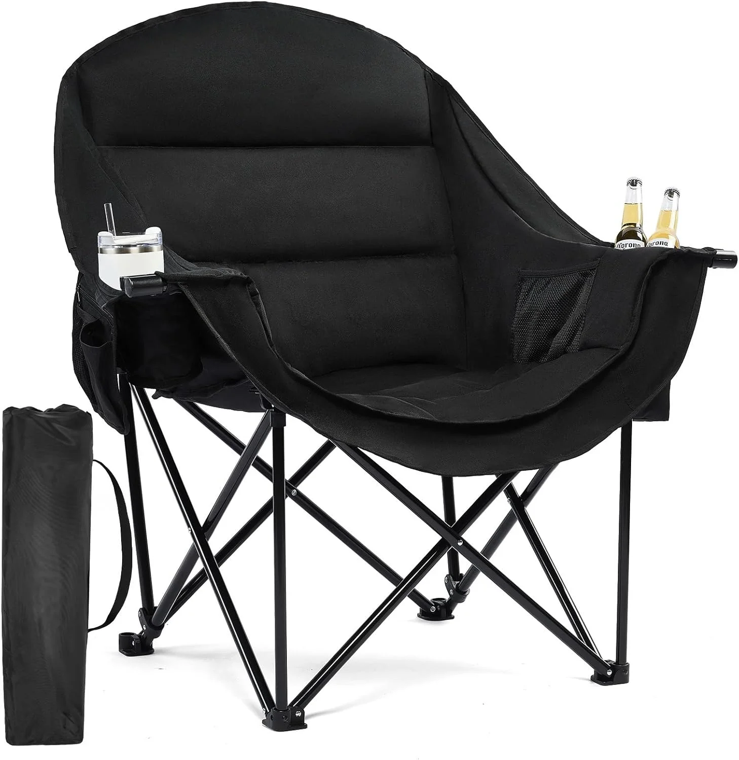 Camping Chairs for Adults, Heavy Duty Padded Outdoor Folding Lawn XL Camp Chair with Cup Holder Cooler Pockets - Image 13