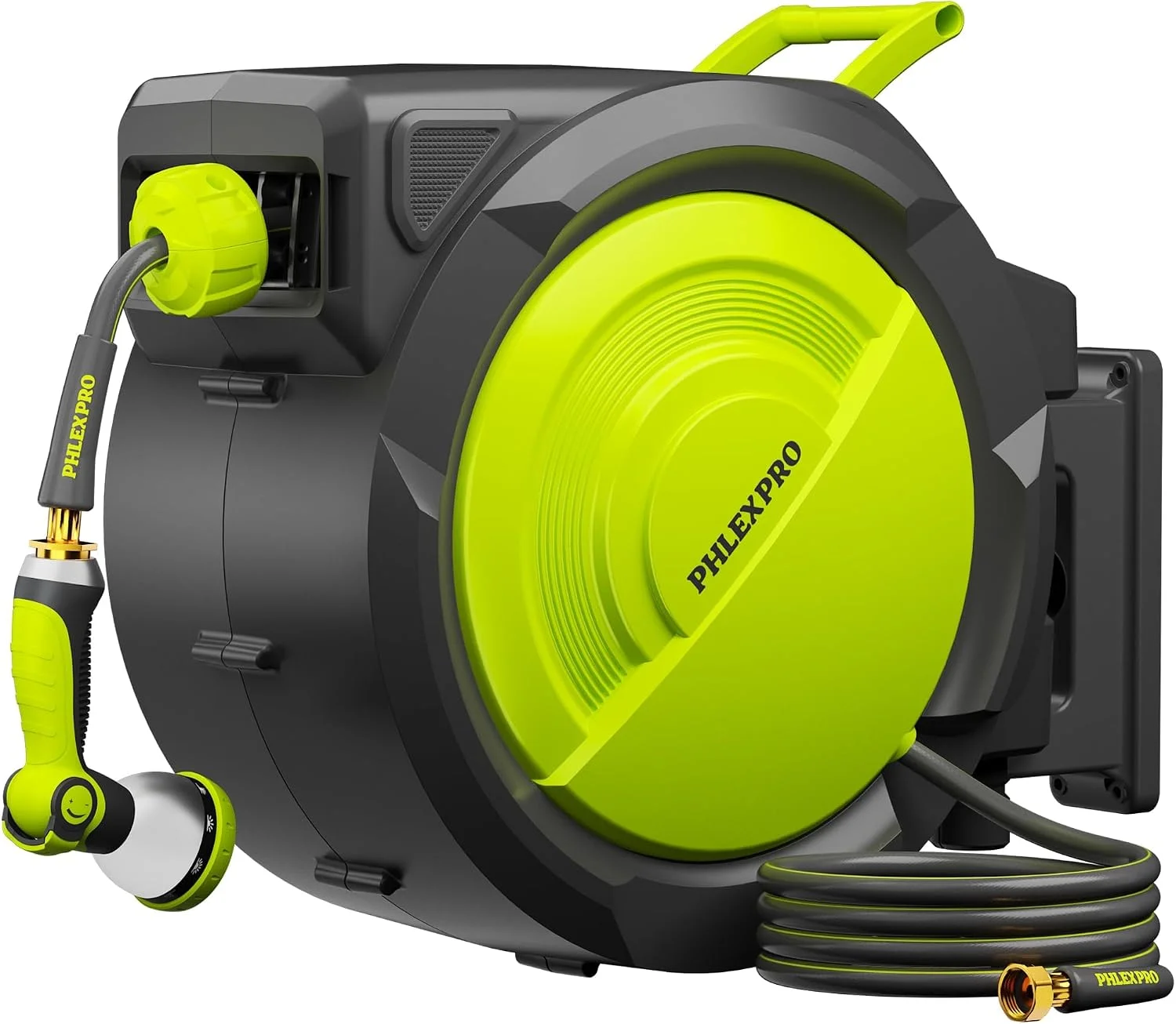 PRO 110FT x 1/2 Retractable Garden Hose Reel with 3/4 Brass Fitting, Heavy Duty Wall Mount Hose Reel, 180?? Swivel - Image 2