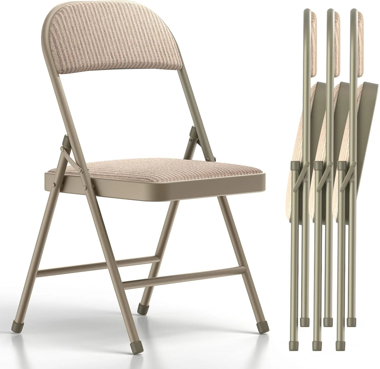 4 Pack Folding Chairs, Fabric Dining Chair Set with Padded Cushion and Back - Image 2
