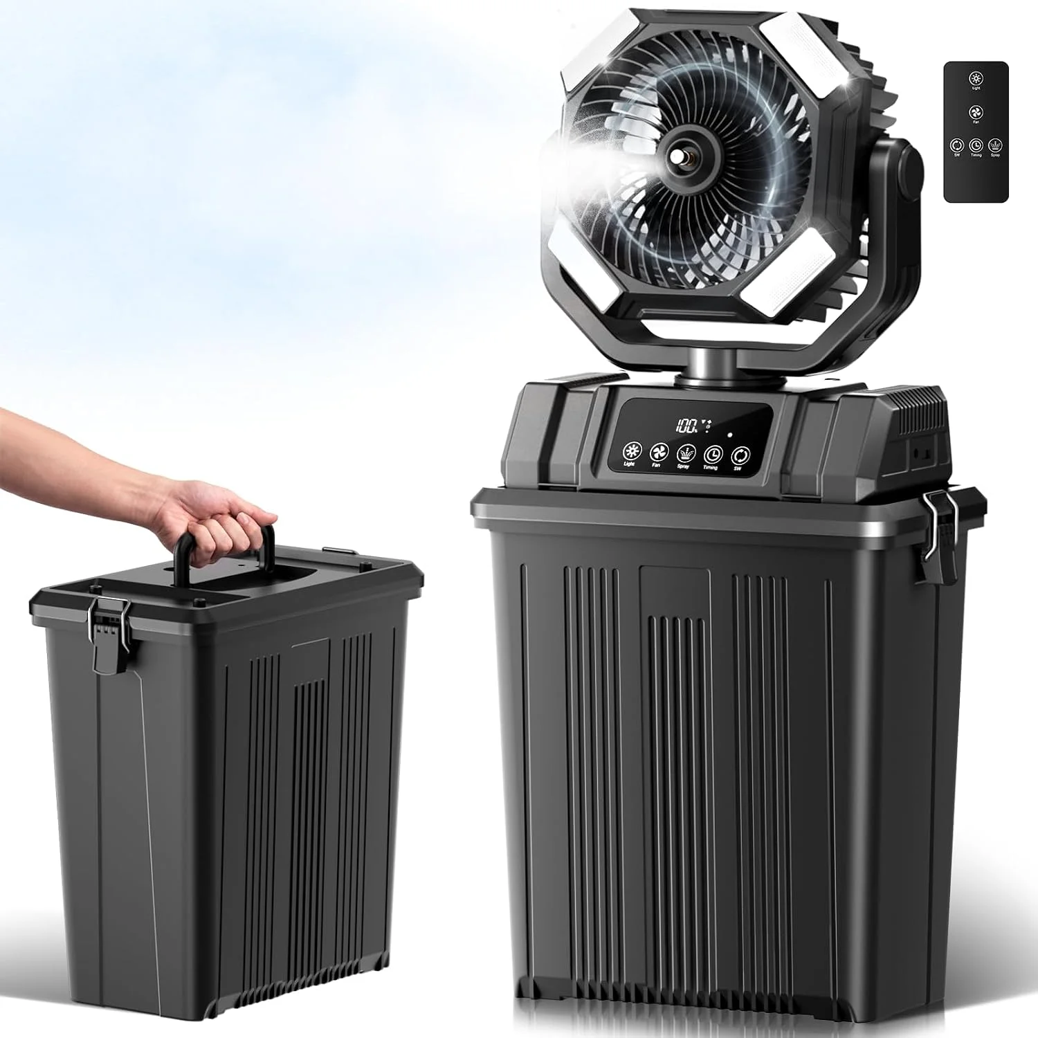 40000mAh Misting Fans for Outside, 15L Large Tank Portable Misting Fan, Wide 270?? Coverage for Camping Patio - Image 2