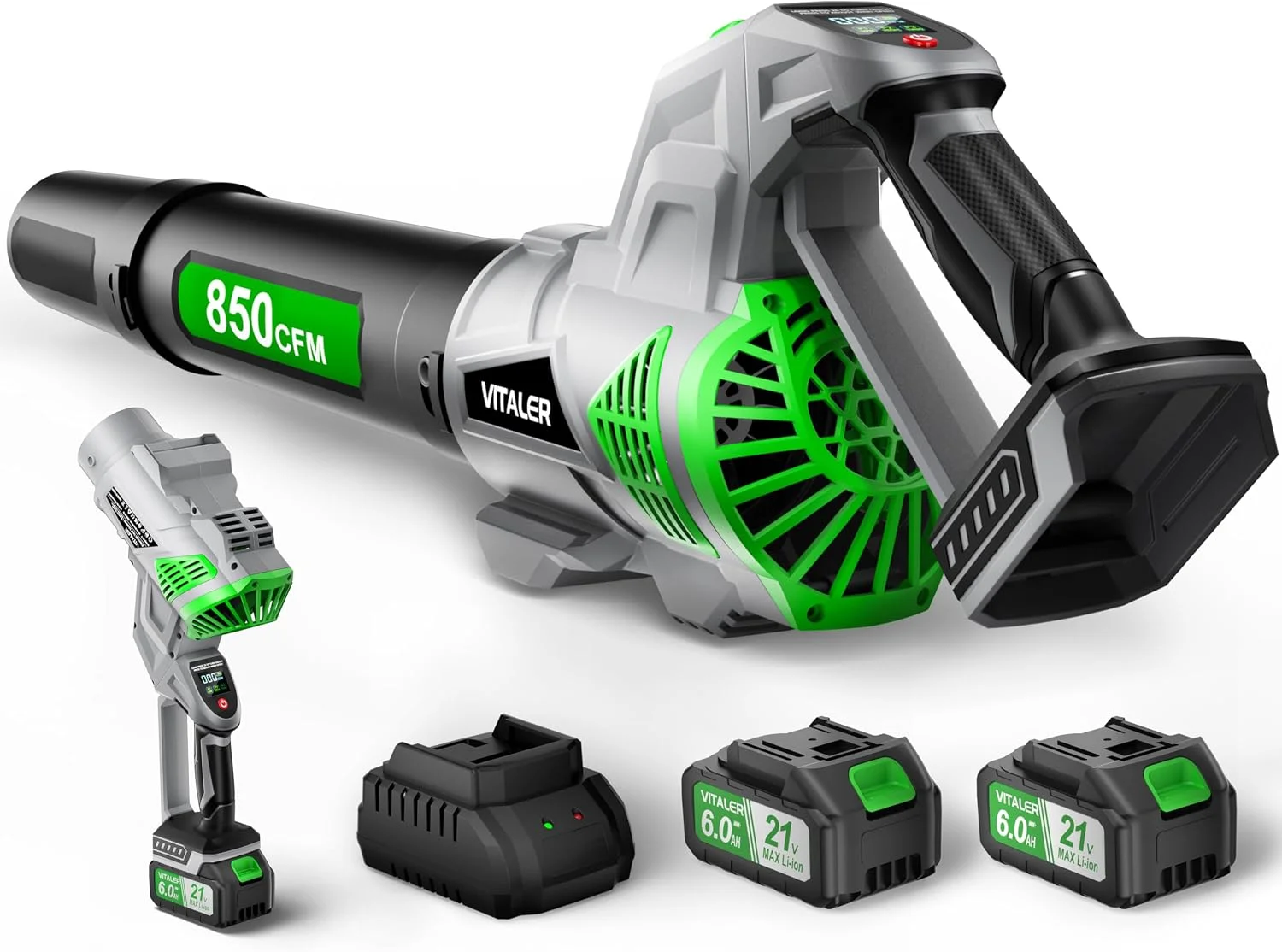 Blower Cordless, Brushless Blower 850 CFM 250 MPH with 2 Batteries - For Yard Cleanup