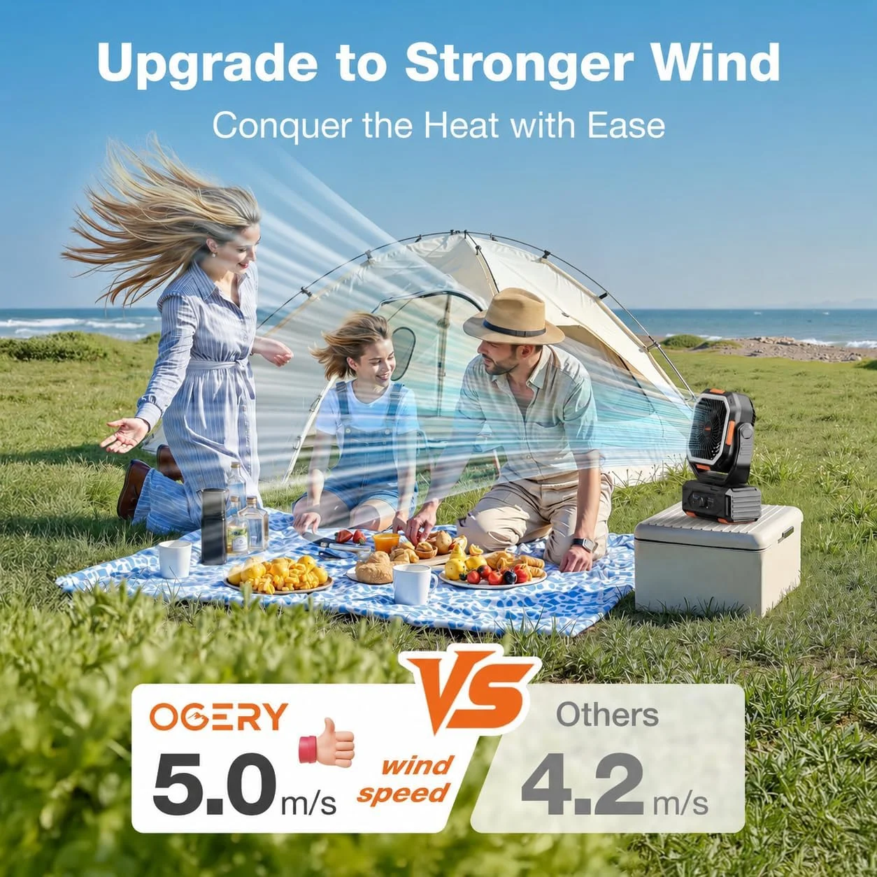Portable Fan Rechargeable, 30000mAh Camping Fan for Tent, RV & Outdoor with Up to 322H Runtime - Image 5