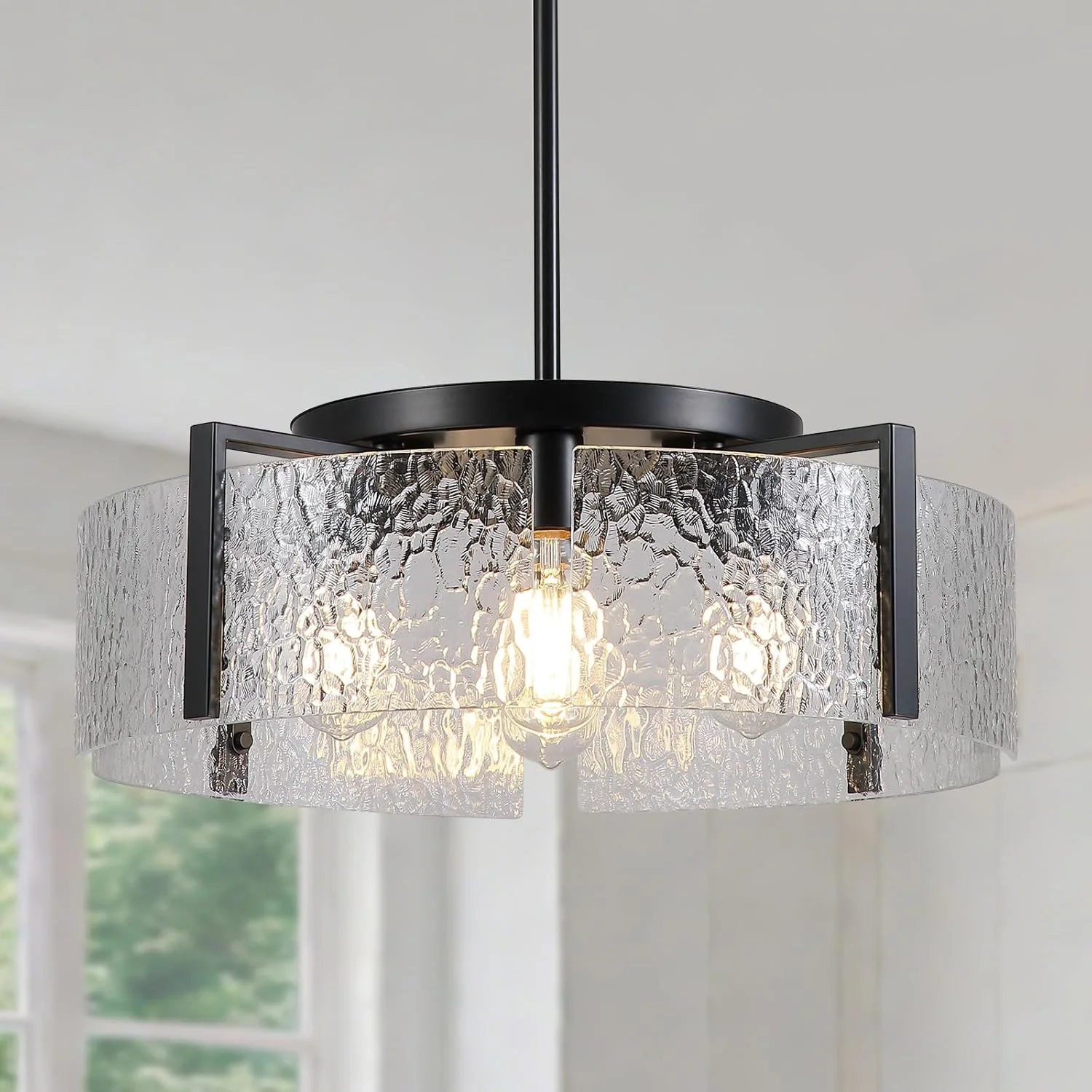 Chandeliers for Dining Room Light Fixture, Adjustable Glass Modern Farmhouse Chandelier for Entryway - Image 4