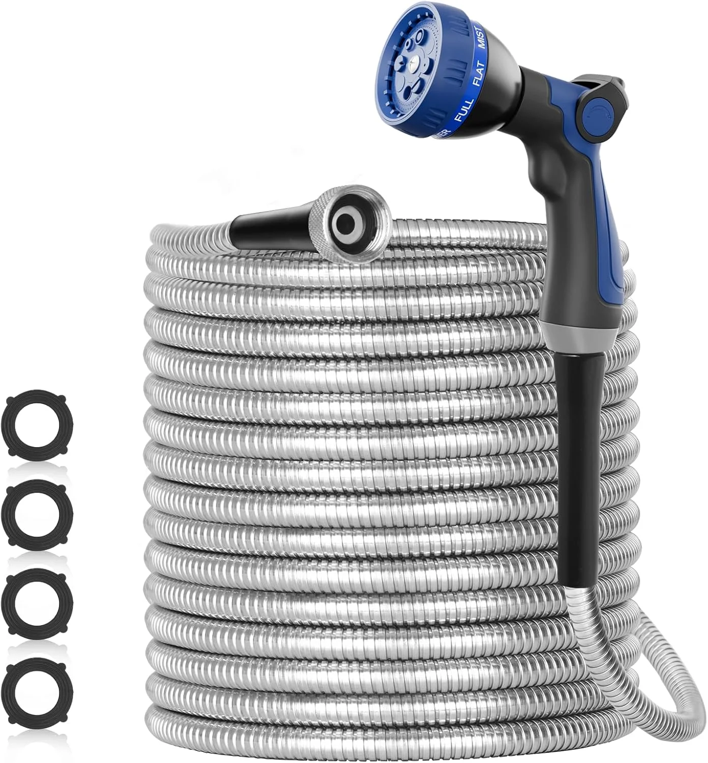 100ft 304 Stainless Steel Garden Hose Metal, Heavy Duty Water Pipe with Nozzles for Yard - Image 5