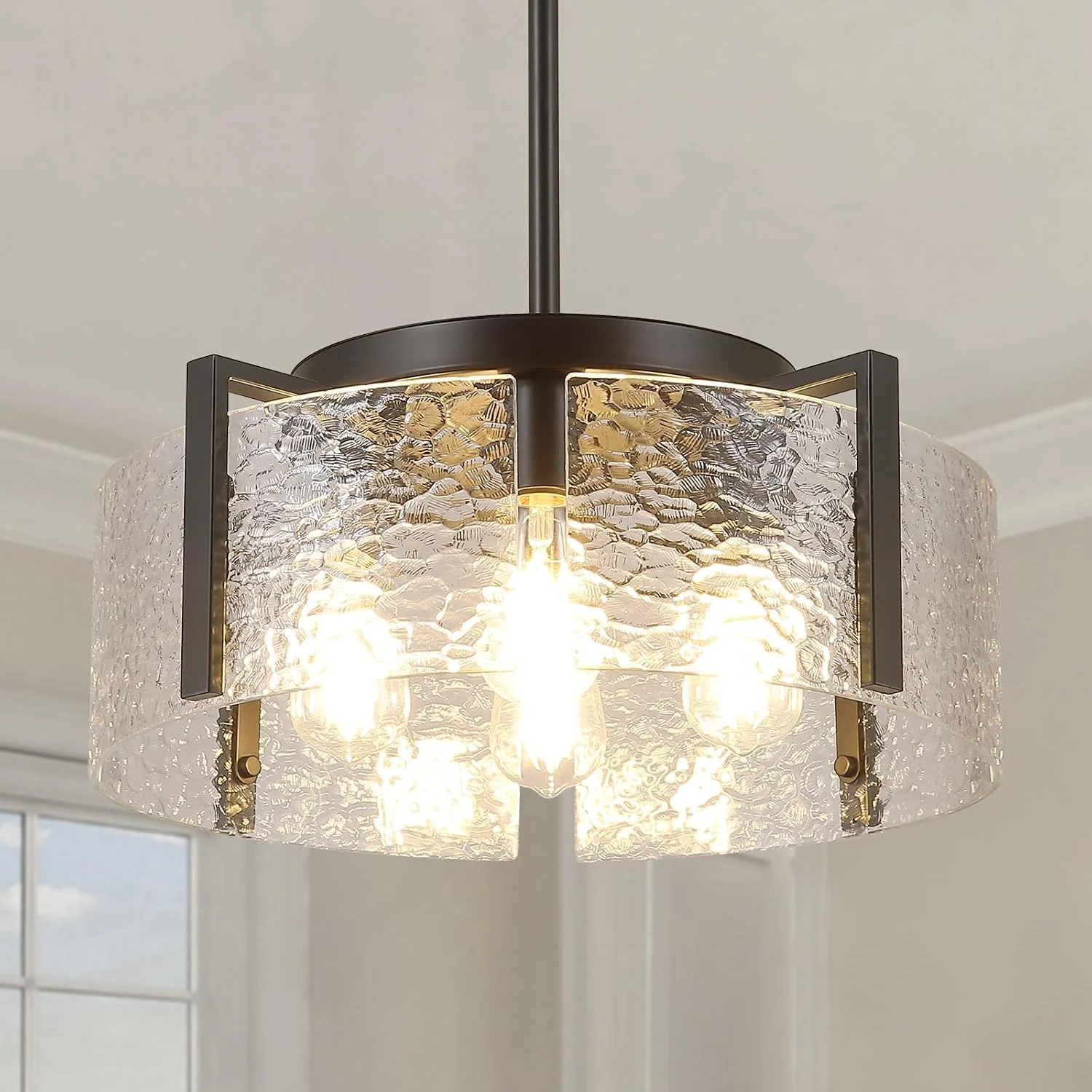 Chandeliers for Dining Room Light Fixture, Adjustable Glass Modern Farmhouse Chandelier for Entryway - Image 2