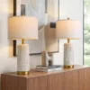 Small Bedside Table Lamp Set of 2 for Bedroom Living Room, 21.5'' Modern Ceramic Nightstand Lamps with Gold Base