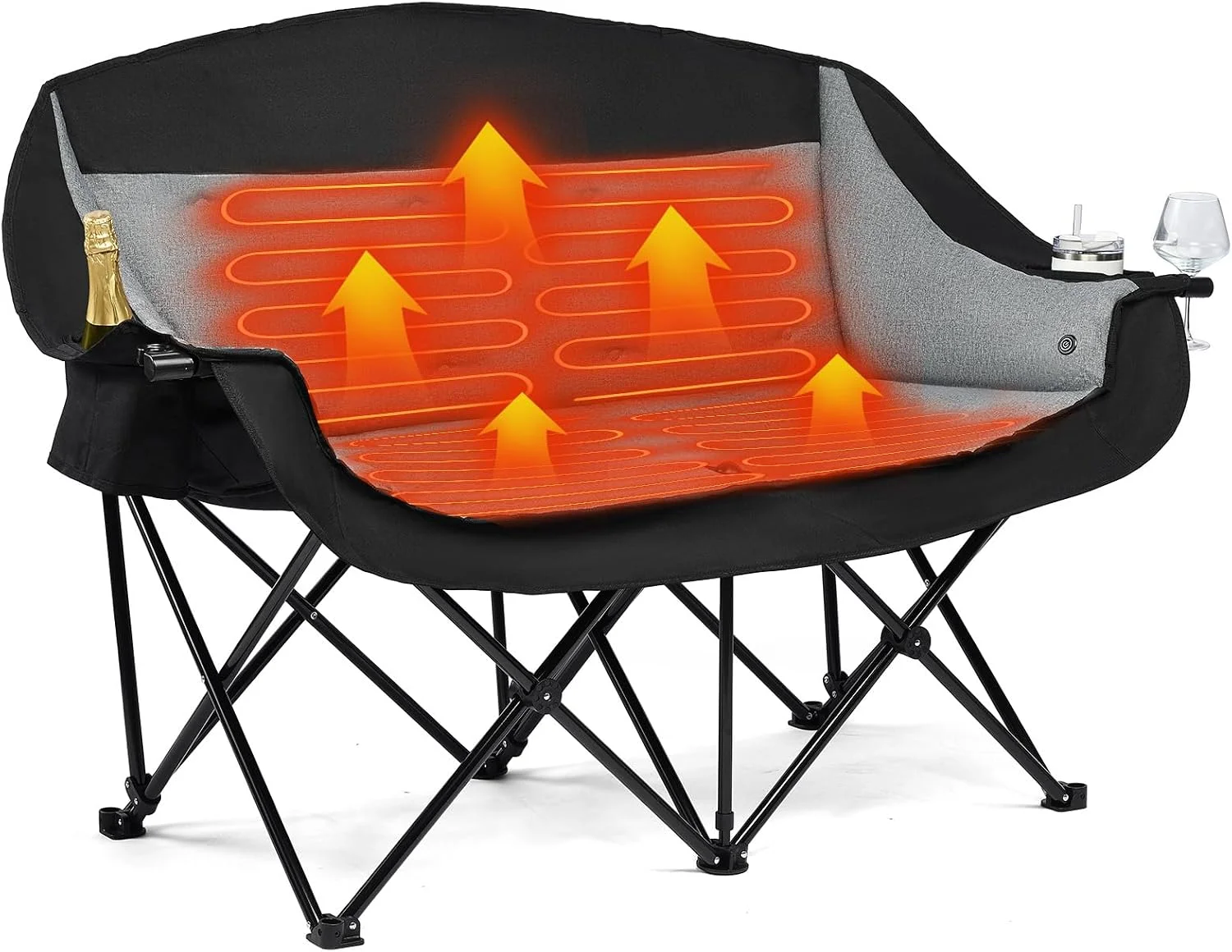 Camping Chairs for Adults, Heavy Duty Padded Outdoor Folding Lawn XL Camp Chair with Cup Holder Cooler Pockets - Image 5