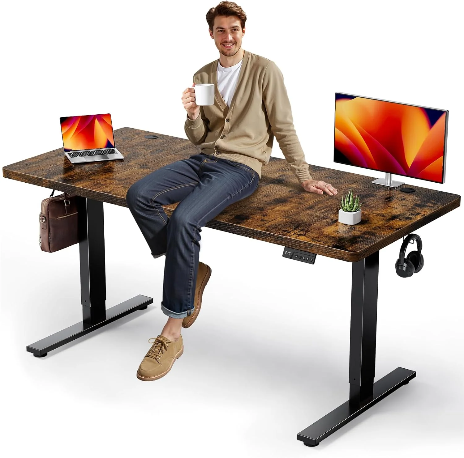 Electric Standing Desk Adjustable, 60x28 Inch Sit Stand Desk with 1 Inch Thick Tabletop - Image 7