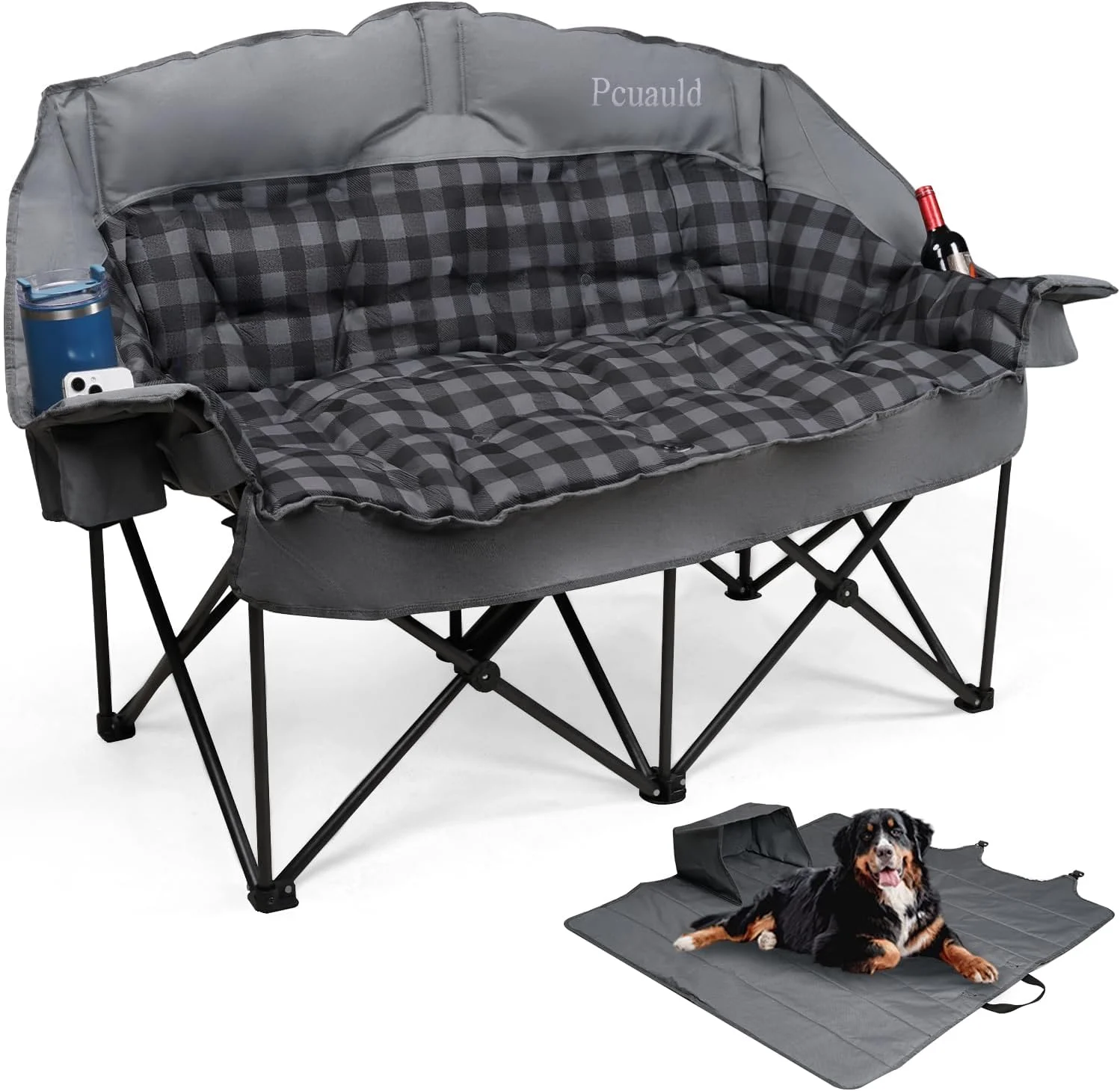 Camping Chair Padded Loveseat Camping Couch, Oversized 2 Person Camp Chairs with 2 in 1 Carry Bag - Image 2