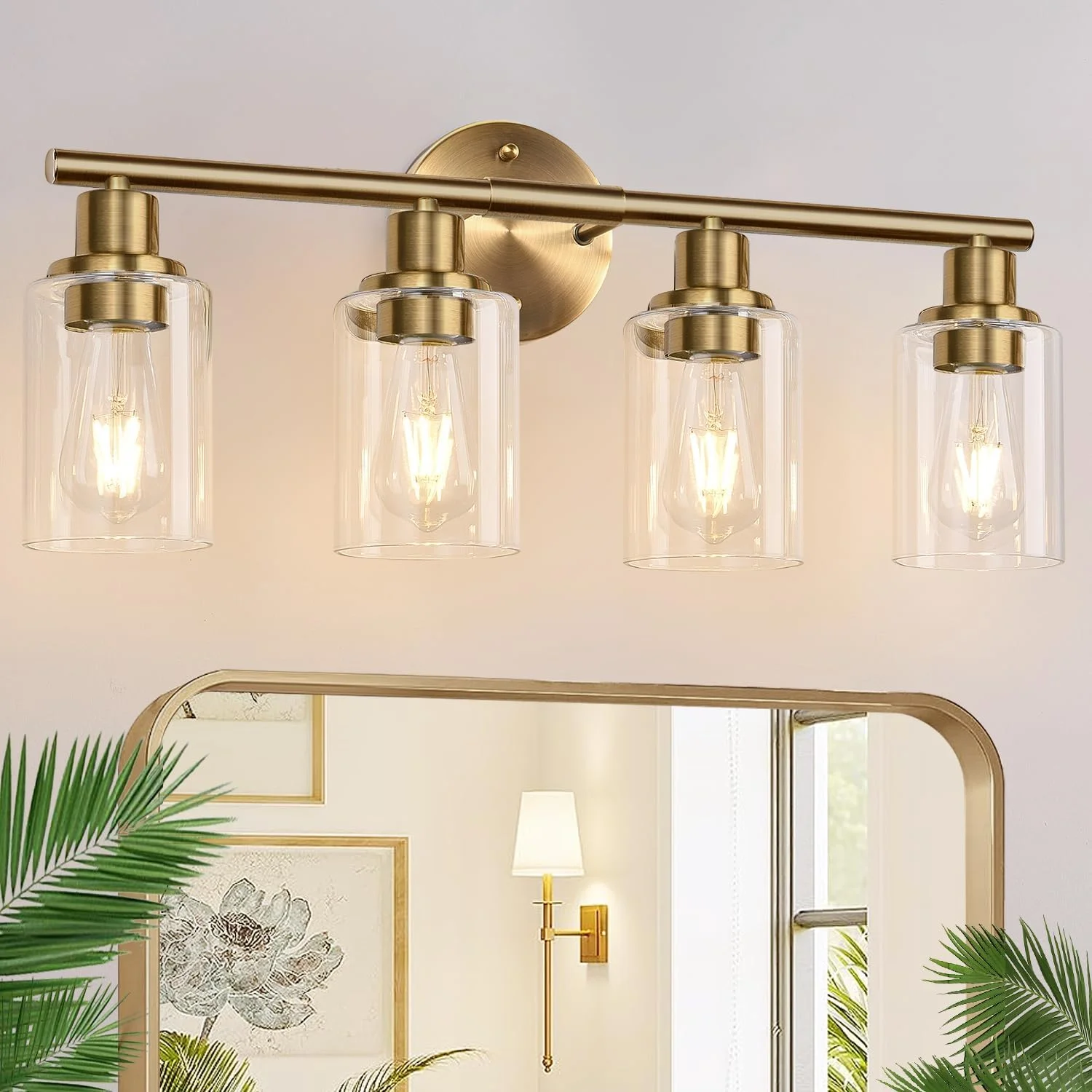 3-Light Bathroom Light Fixtures, 17.23 Black Modern Vanity Lights with Clear Glass Shade - Image 25