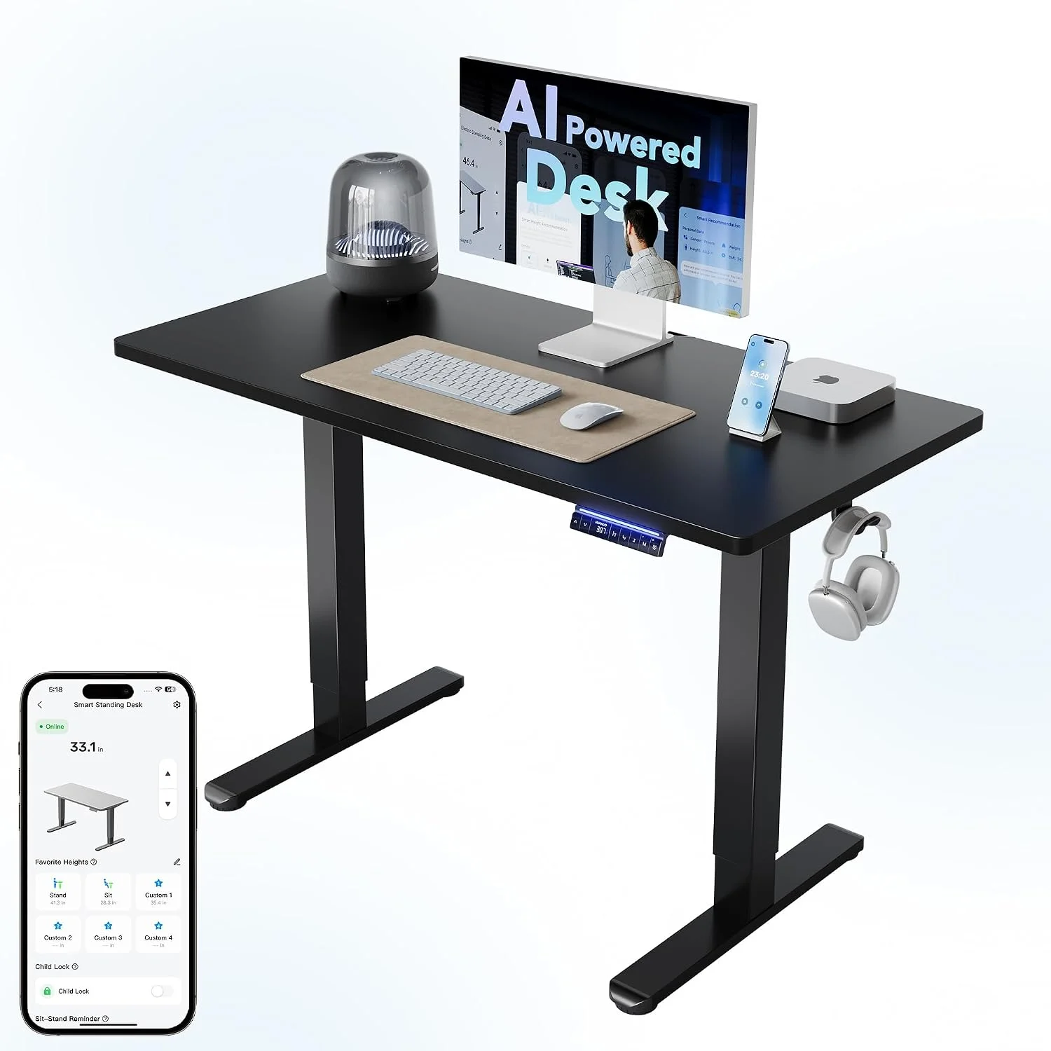 32 Small Electric Standing Desk Adjustable Height, 4 Memory Height Settings - Image 30