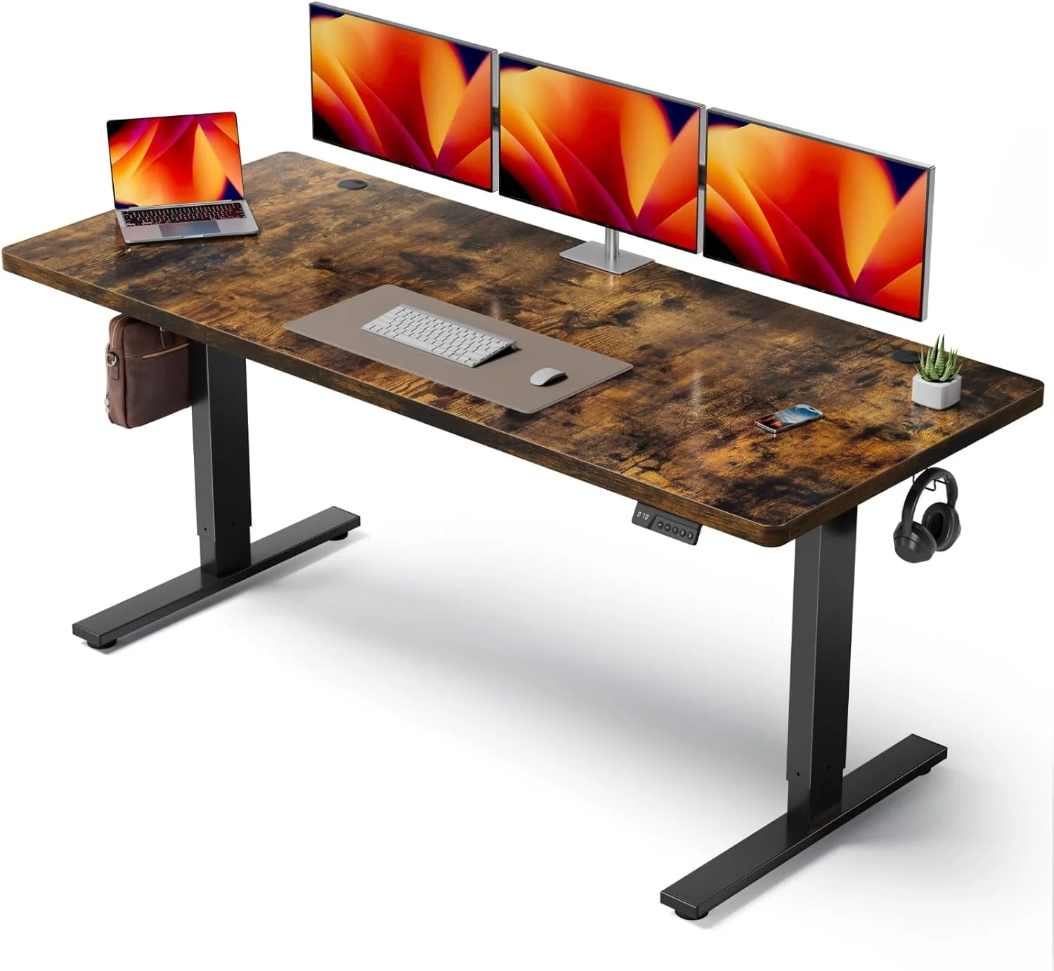 Electric Standing Desk Adjustable, 60x28 Inch Sit Stand Desk with 1 Inch Thick Tabletop