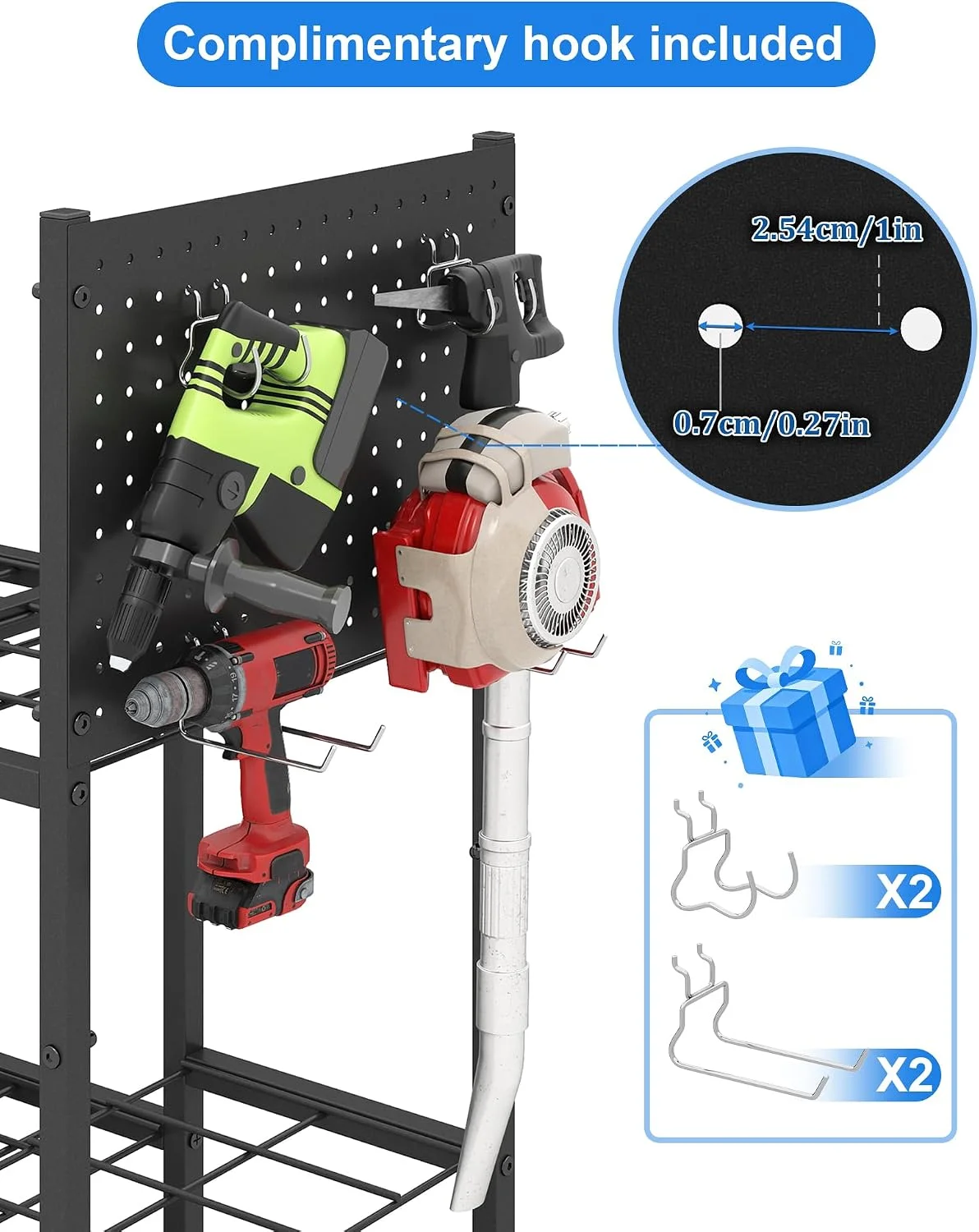 Garden Tool Organizer with Pegboard, Yard Tool Holder Standing for Garage Organization, Up to 30 - For Garage Organization - Image 4