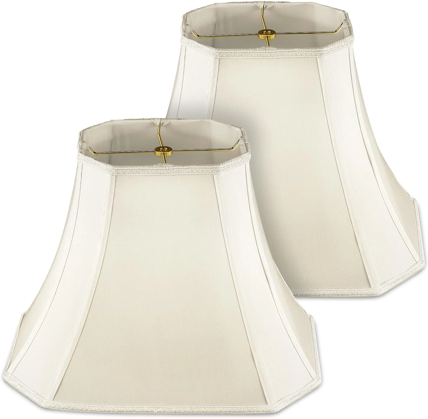 Set of 2 Bell Lamp Shade 6.25 x 8 Top 11 x 16 Bottom 12 High (Spider) Rectangle Cut Square Replacement - Image 4