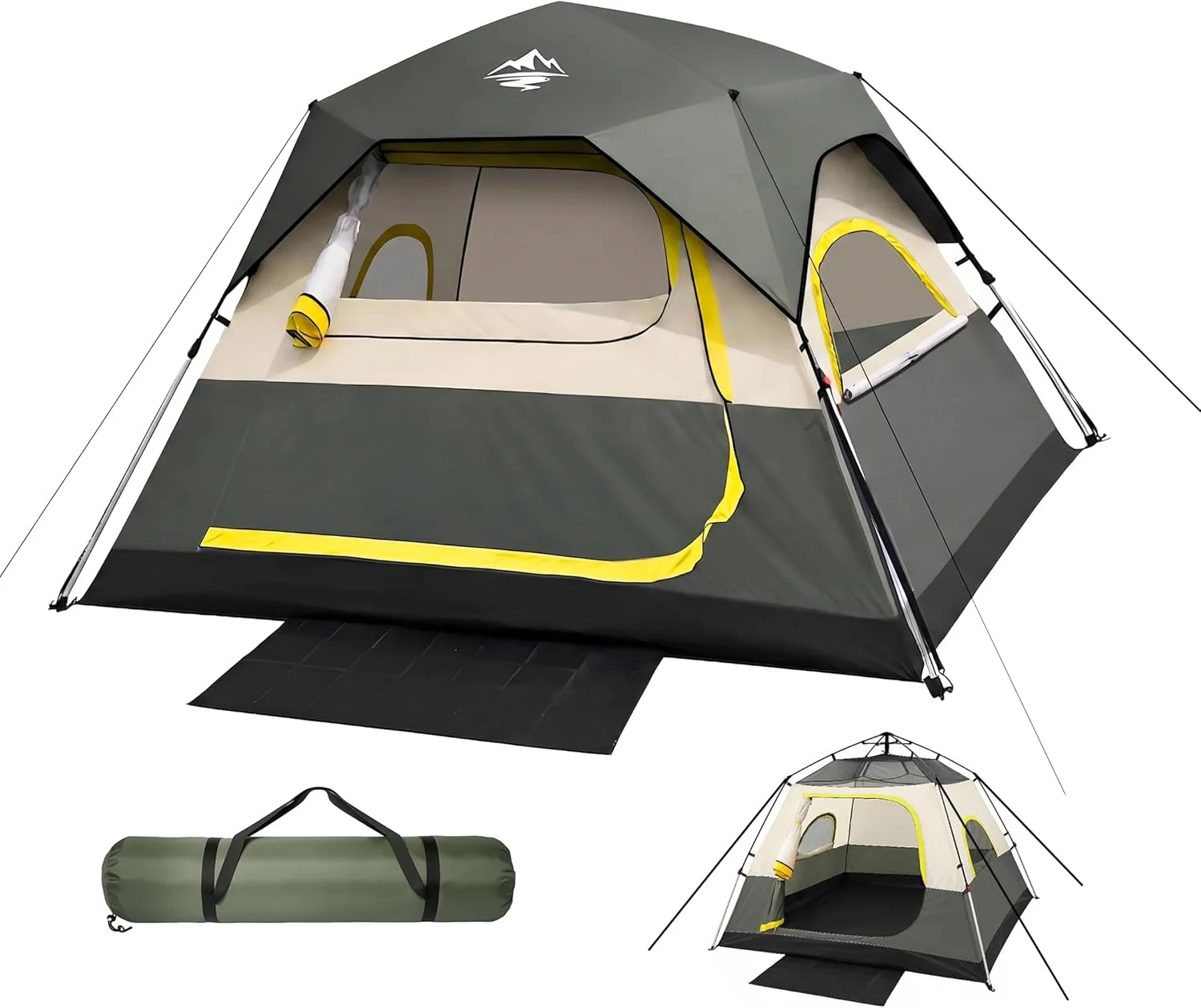 Person Instant Tents for Camping Setup in 50s, Cabin Tent with Rainfly, Waterproof Windproof Camping Tent
