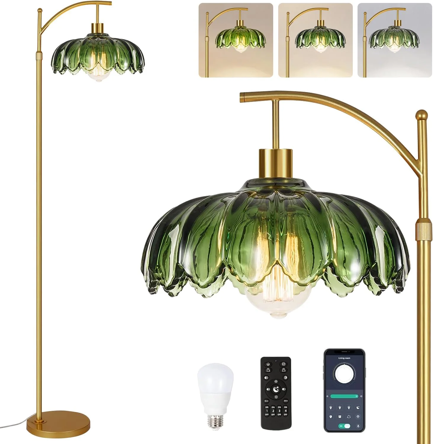 Floor Lamp for Living Room Rattan Boho Floor Lamp with Remote Control, Dimmable, 3-Color Temperature - Image 8