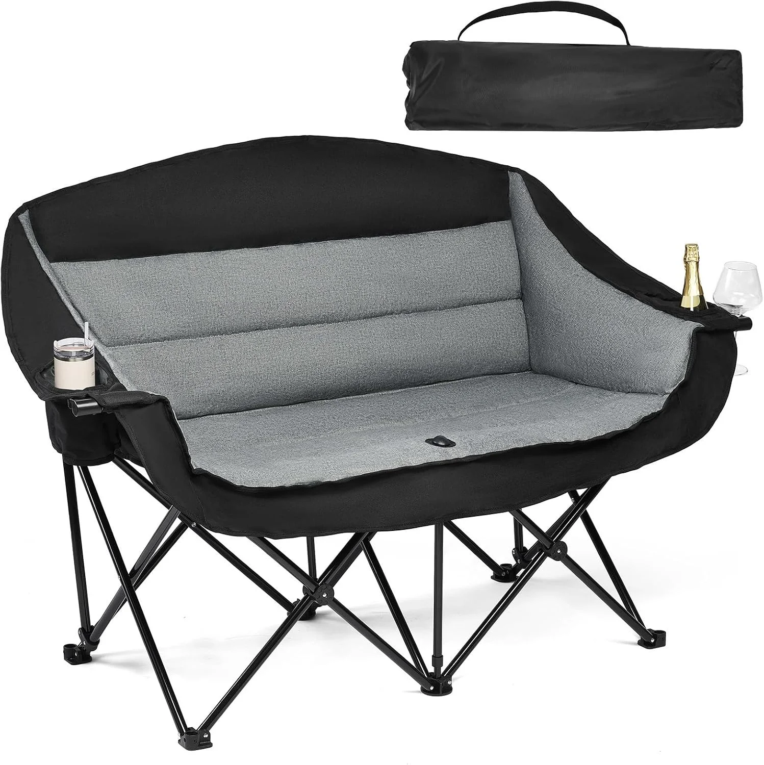 Camping Chairs for Adults, Heavy Duty Padded Outdoor Folding Lawn XL Camp Chair with Cup Holder Cooler Pockets - Image 6