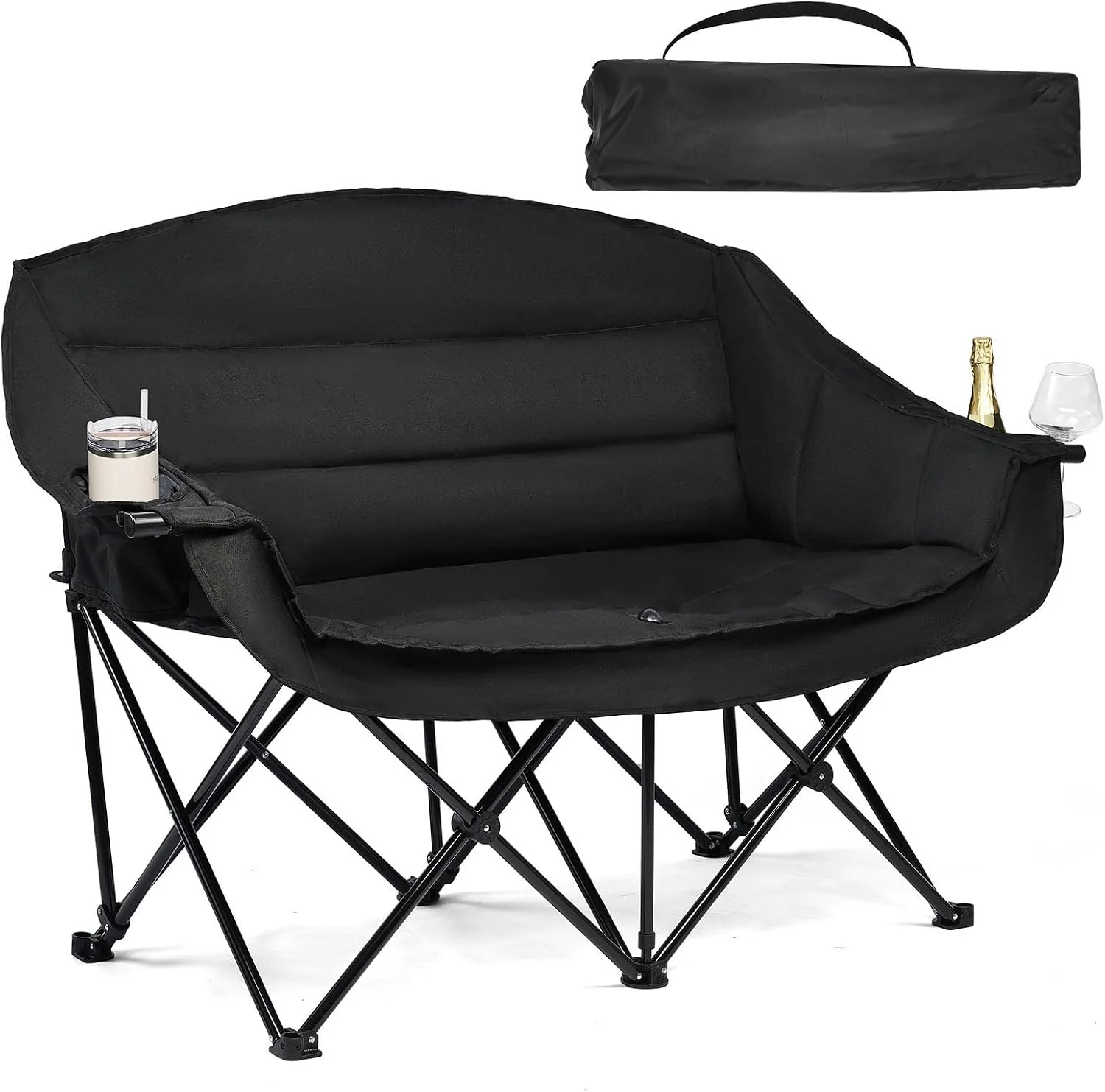 Camping Chairs for Adults, Heavy Duty Padded Outdoor Folding Lawn XL Camp Chair with Cup Holder Cooler Pockets - Image 4