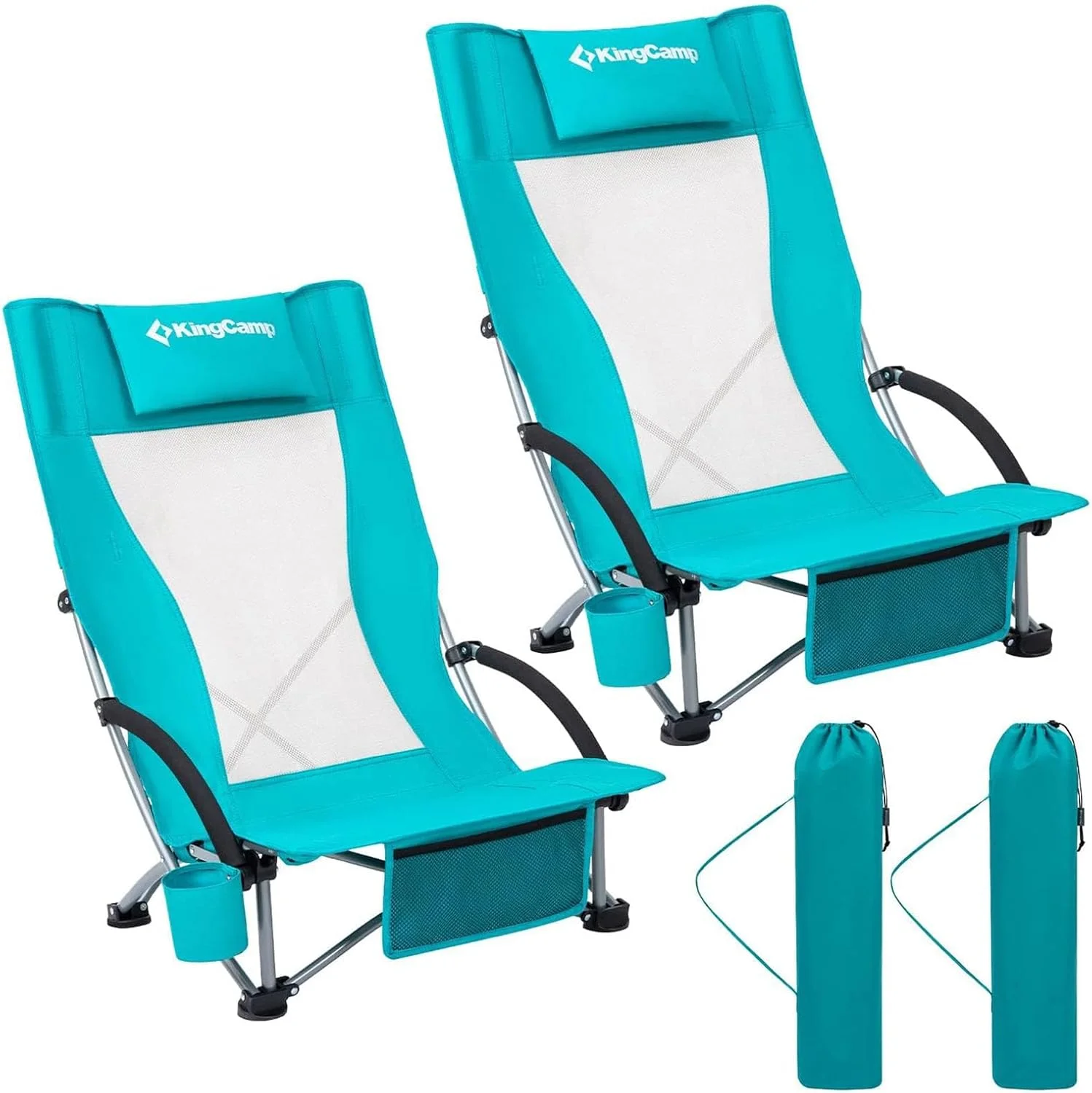 Low Beach Chairs 2 Pack, Folding Portable Chair for Adults lightweight Extra Wide Ergonomic High Back Seat - Image 12