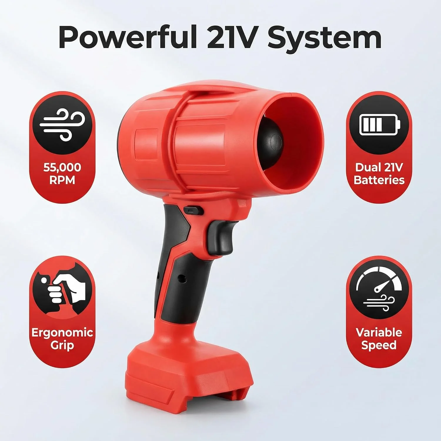 Ranger Power Leaf Blower, 21V Cordless Leaf Blower, 2X 4.0Ah Batteries Handheld Electric Blower Ideal for Yard - For Yard Cleanup - Image 3