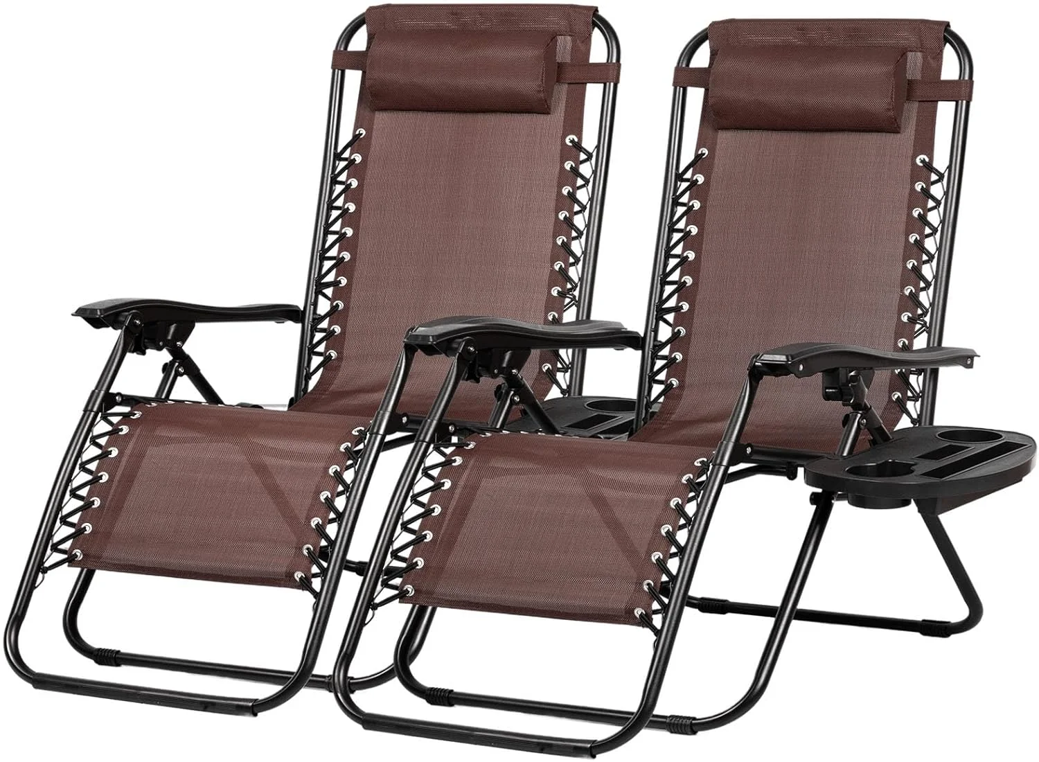 Set of 2 Relaxing Recliners Patio Chairs Adjustable Steel Mesh Zero Gravity Lounge Chair Beach Chairs with - Image 3