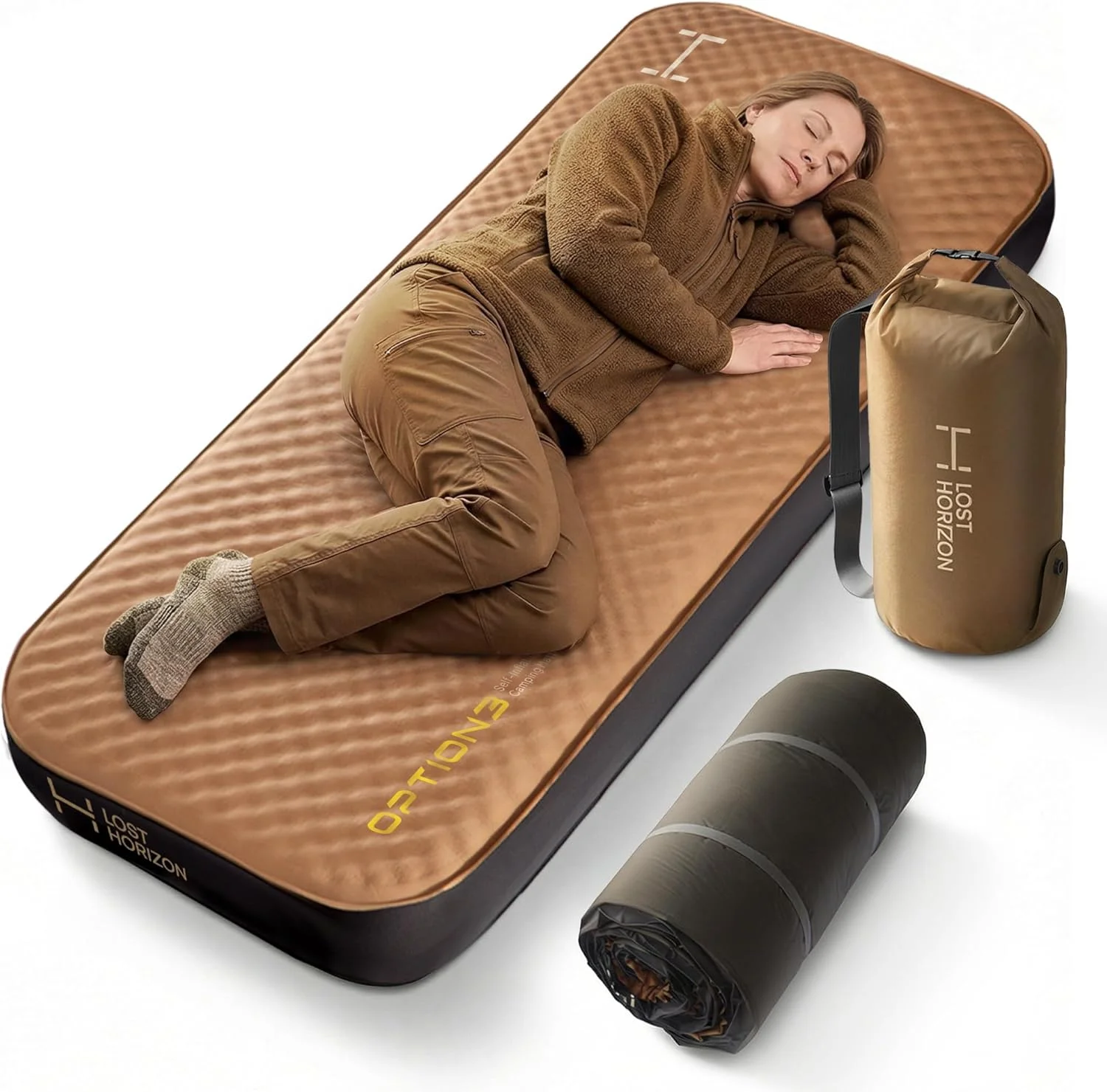 Horizon Air & Foam Camping Mattress, Self-Inflating Sleeping Pad, 4.5 Thick, with Pump Sack, R13 Insulation - Image 2
