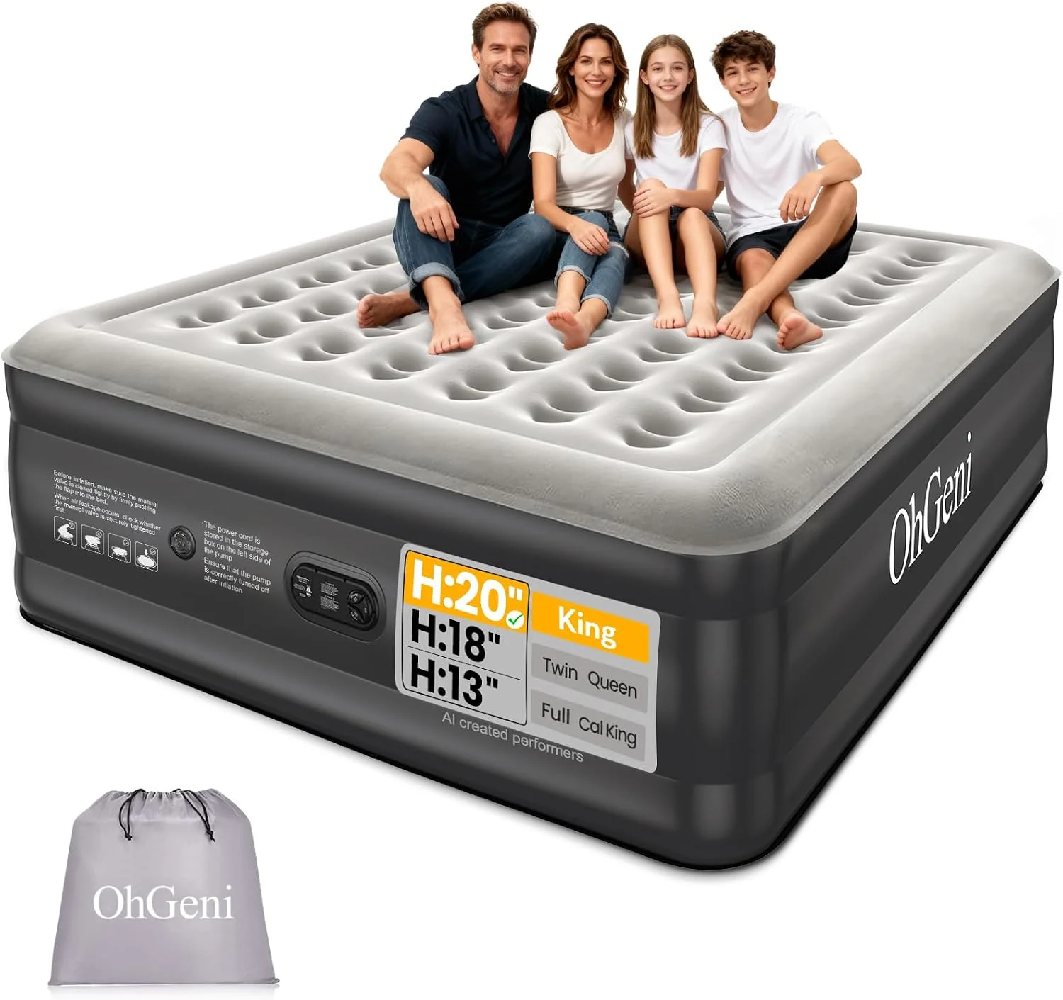Air Mattress Queen with Built in Pump, 18 Raised Inflatable Blow Up Mattress, Upgraded Surface Portable Bed for - Image 2