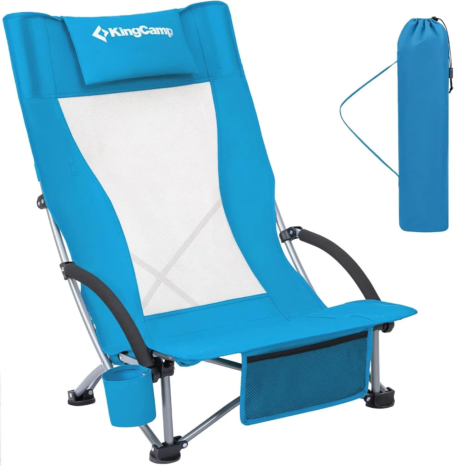 Low Beach Chairs 2 Pack, Folding Portable Chair for Adults lightweight Extra Wide Ergonomic High Back Seat - Image 6