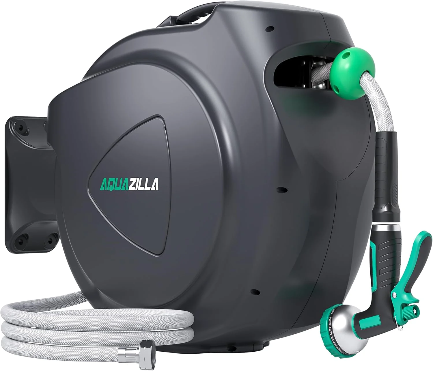 Garden Hose Reel, 5/8 in x 100 ft Automatic Wall Mount Heavy Duty Automatic Water Hose Reel with 9 Patterns