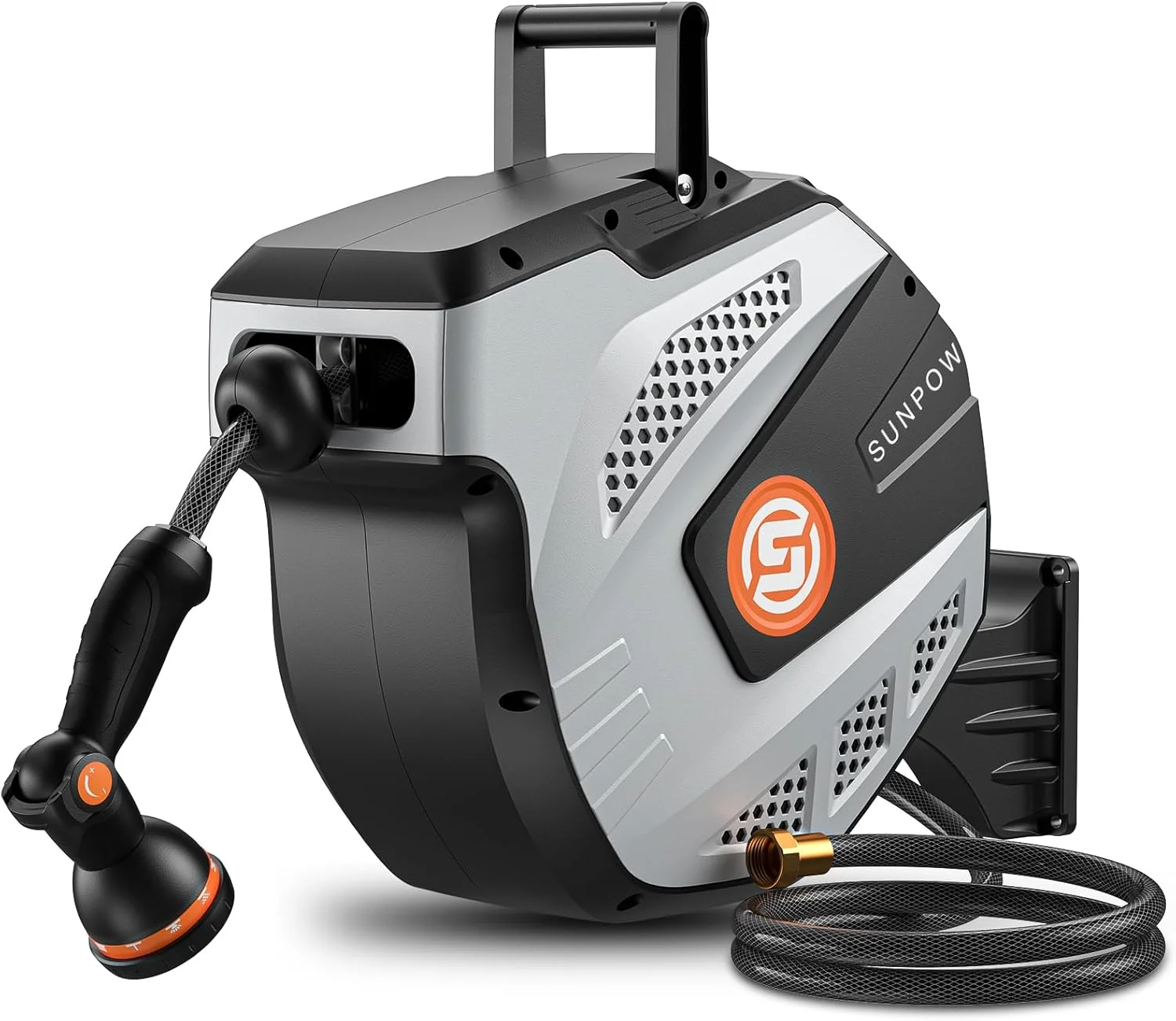 Retractable Garden Hose Reel, 1/2 inch x 50ft Heavy Duty Wall Mounted Hose Reel with 3/4 inch Brass Fitting & 10 - Image 2