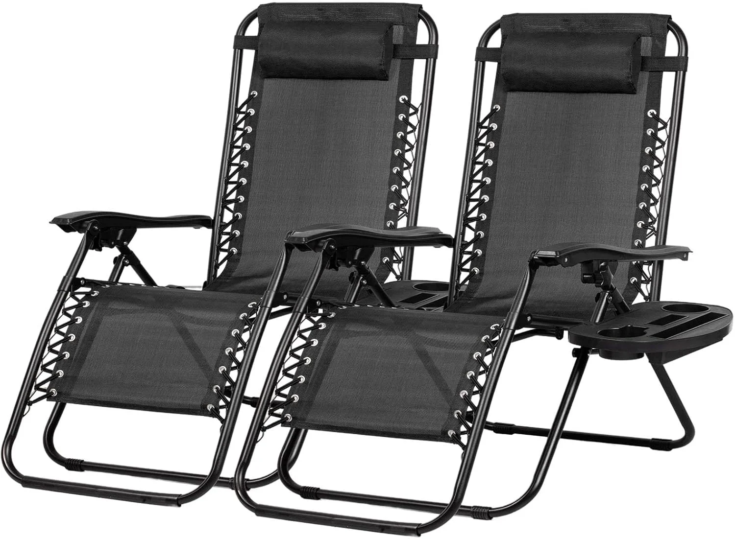 Set of 2 Relaxing Recliners Patio Chairs Adjustable Steel Mesh Zero Gravity Lounge Chair Beach Chairs with - Image 8