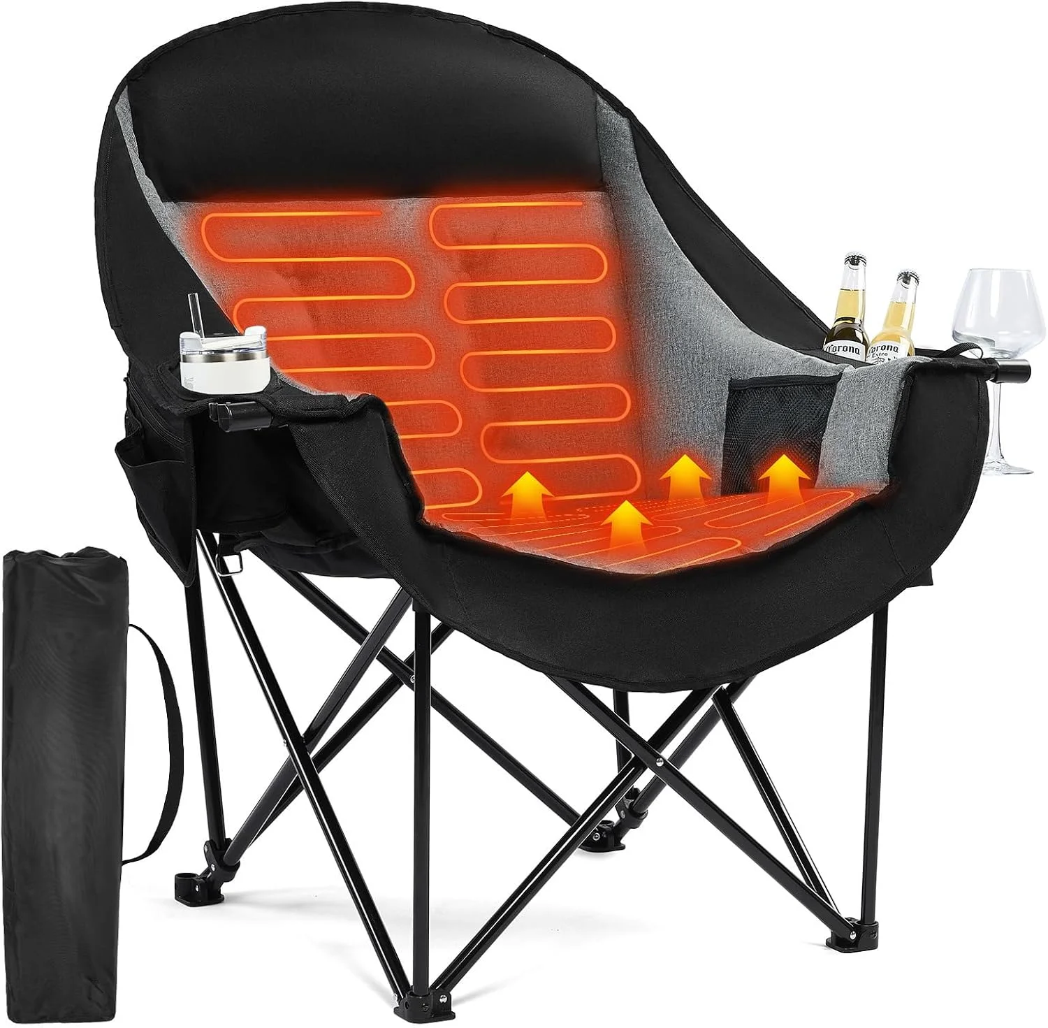 Camping Chairs for Adults, Heavy Duty Padded Outdoor Folding Lawn XL Camp Chair with Cup Holder Cooler Pockets - Image 16