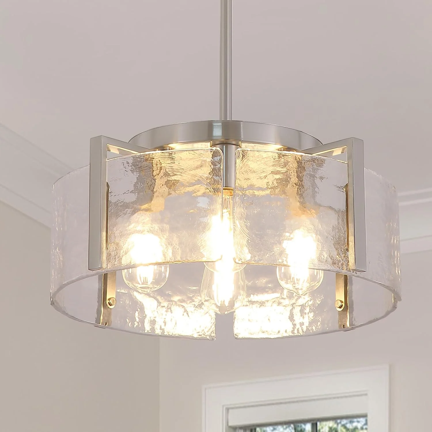 Chandeliers for Dining Room Light Fixture, Adjustable Glass Modern Farmhouse Chandelier for Entryway - Image 5