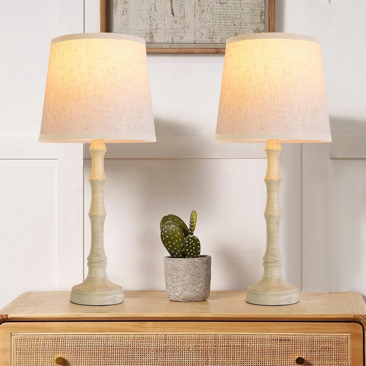 Modern Farmhouse Table Lamp Bedside Reading Lamps Living Room End Tables Set Lamps for Night Stands Bedroom - Image 9