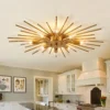 Semi Flush Mount 8 Light Ceiling Light Modern Metal Ceiling Lighting Gold Light Fixture Chandelier for