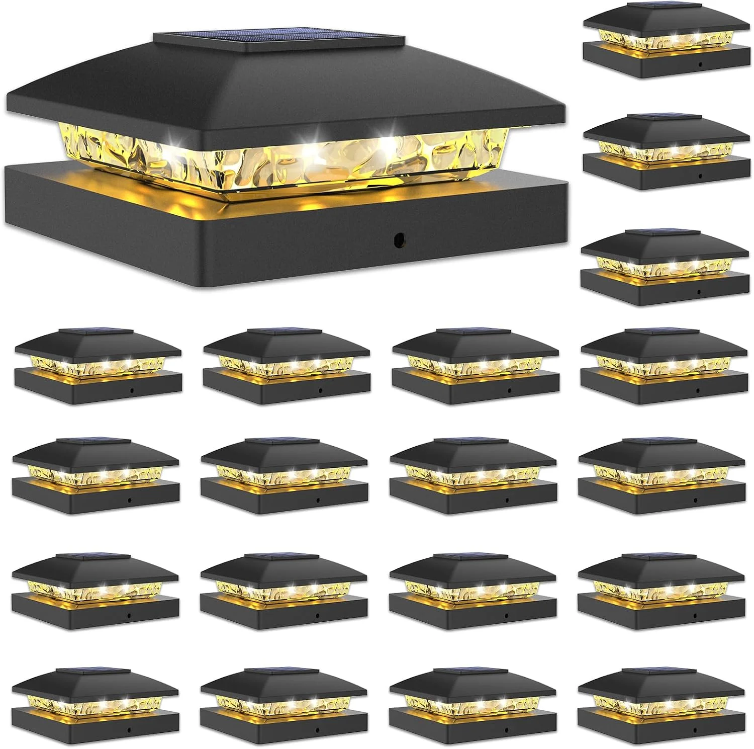 4x4 Solar Post Cap Lights, 12 Pack Black Waterproof Fence Lights - For Home Projects - Image 12