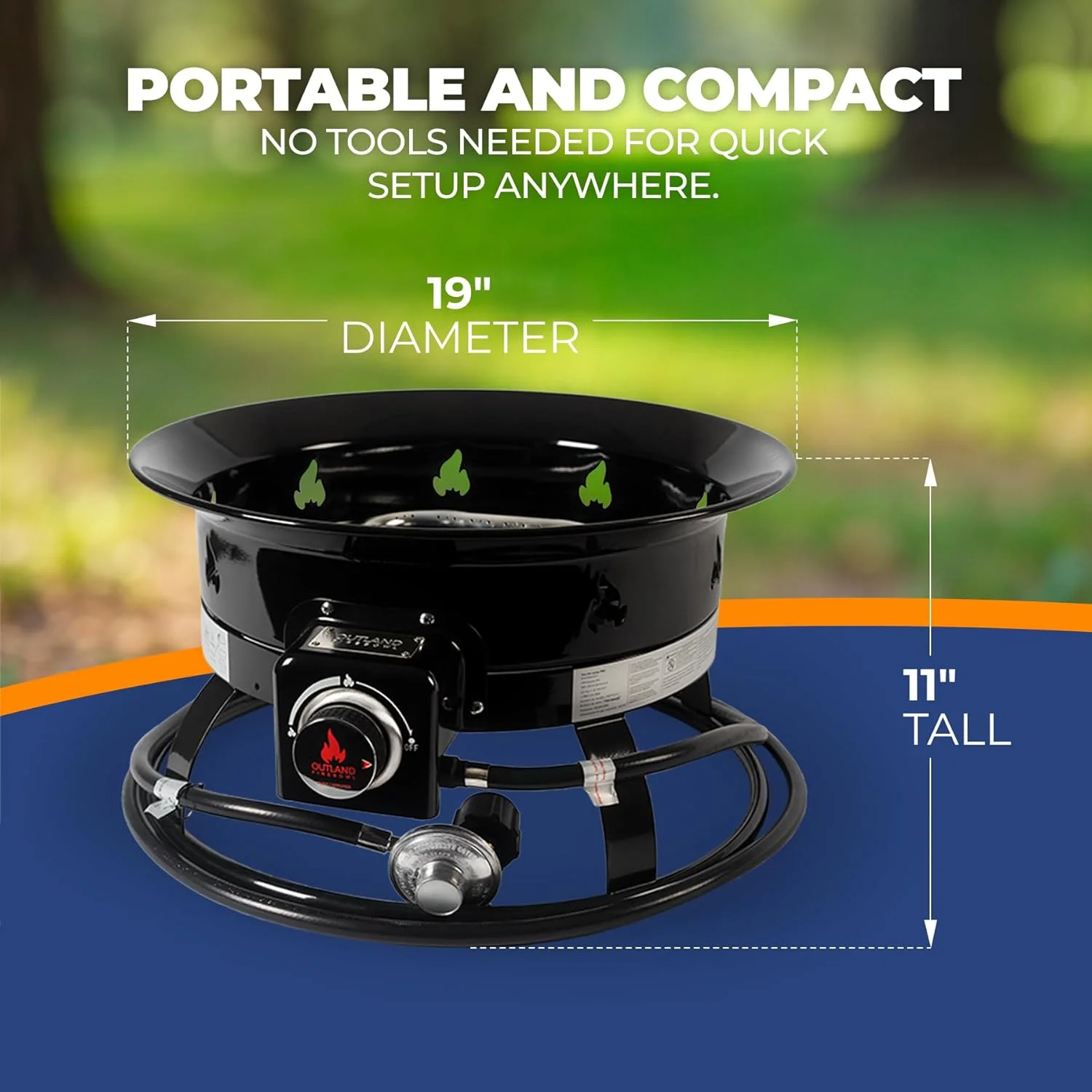 Living Portable Propane Fire Pit, 19-inch, 58, 000 BTU with Fire Pit Cover & Carry Kit, Black 893 Deluxe - Image 6