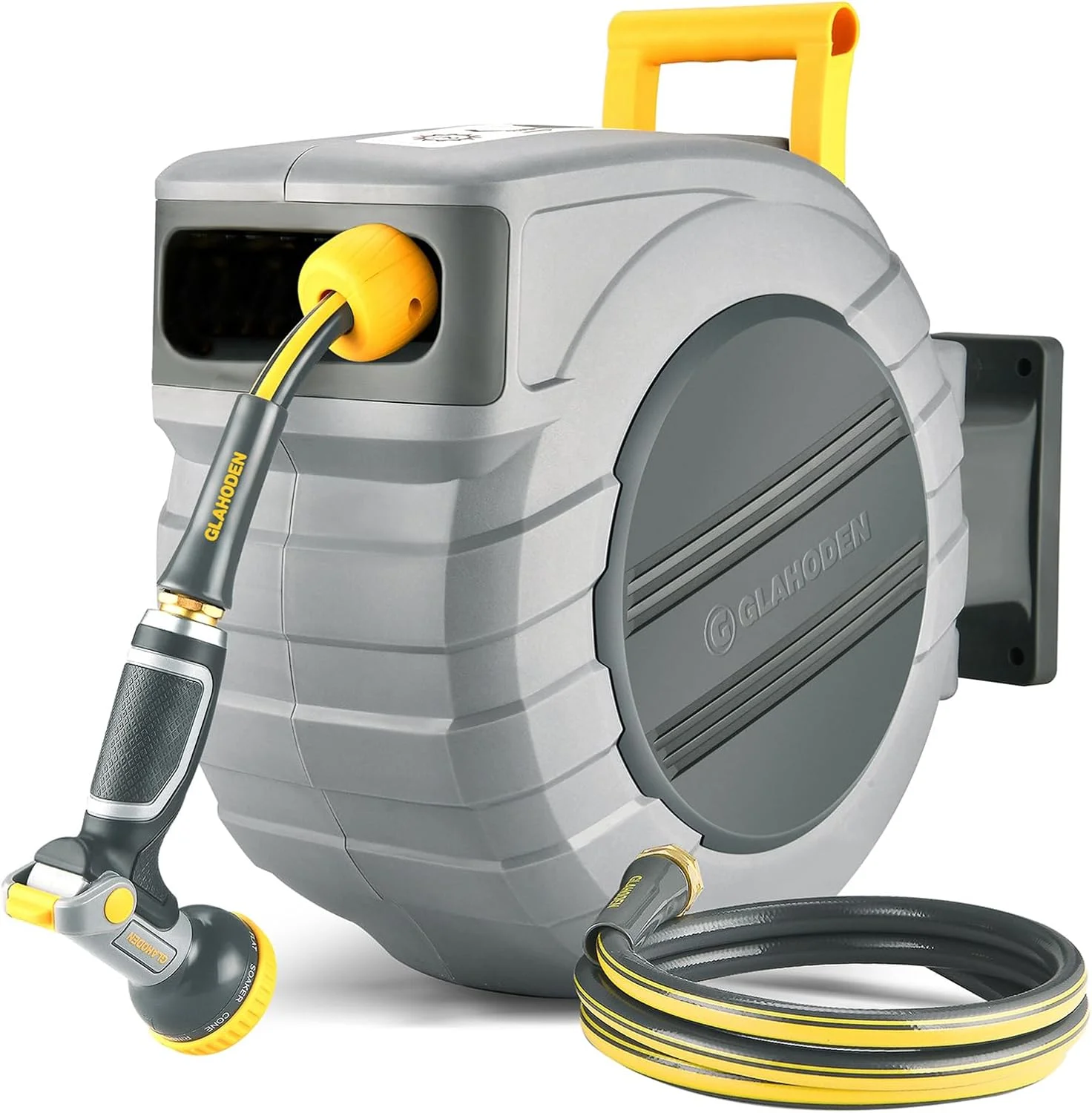 Retractable Garden Hose Reel 5/8 in x 65 ft, 2025 Upgraded Dual Ratchet Lock UV & Freeze Protection Brass Seal