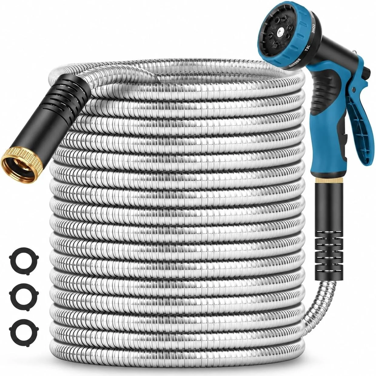Hose 50FT, Non-Expanding Water Hose Ultra Lightweight With Nozzle - For Garden Watering