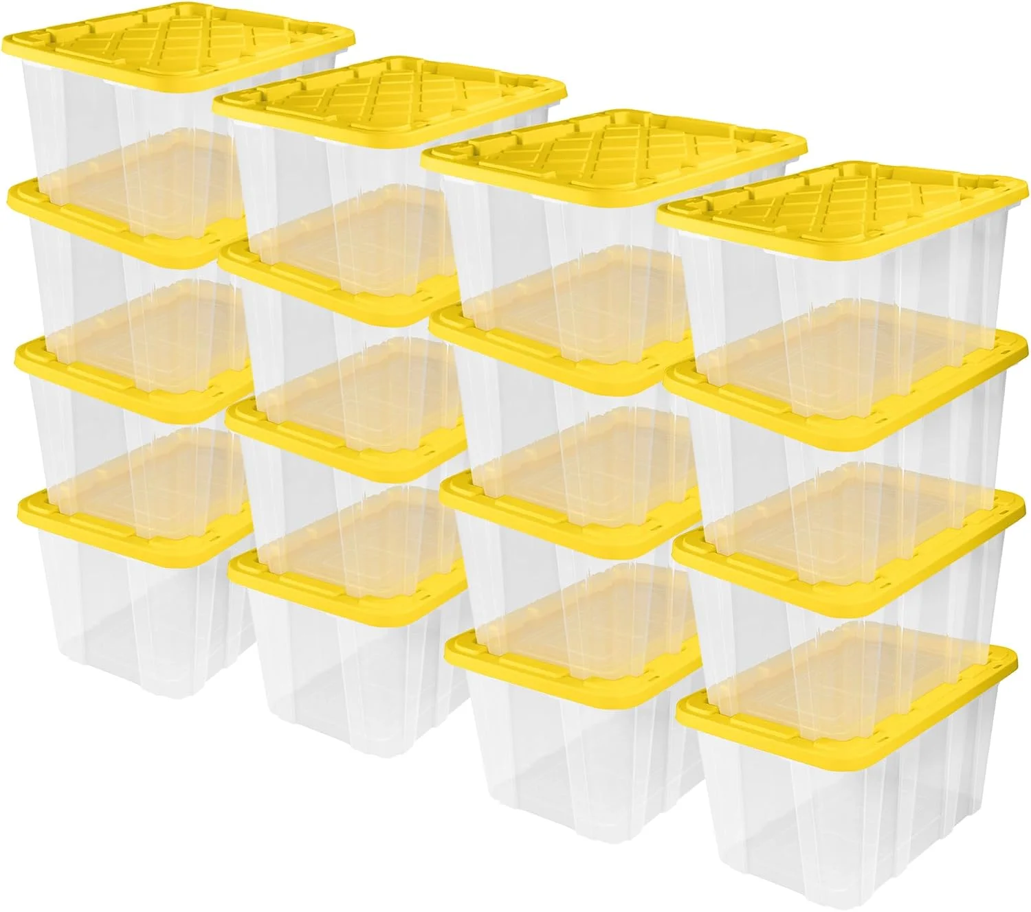 4-Pack 27 Gallon Industrial Storage Tote, Heavy-Duty Plastic Bins