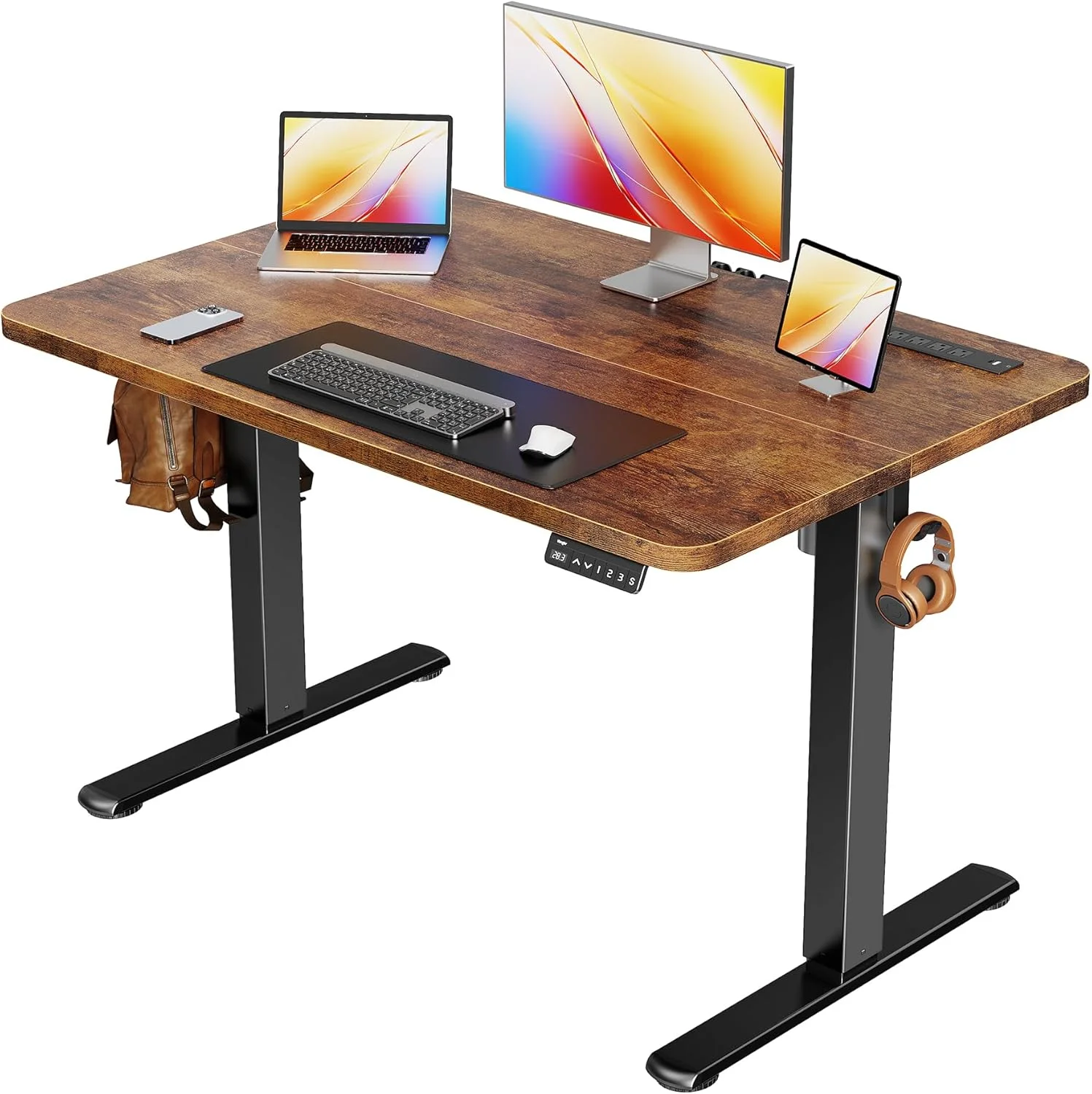 Electric Standing Desk with Power Outlets and USB-C Port, 47 X 24 Inch Height Adjustable Desk - Image 3