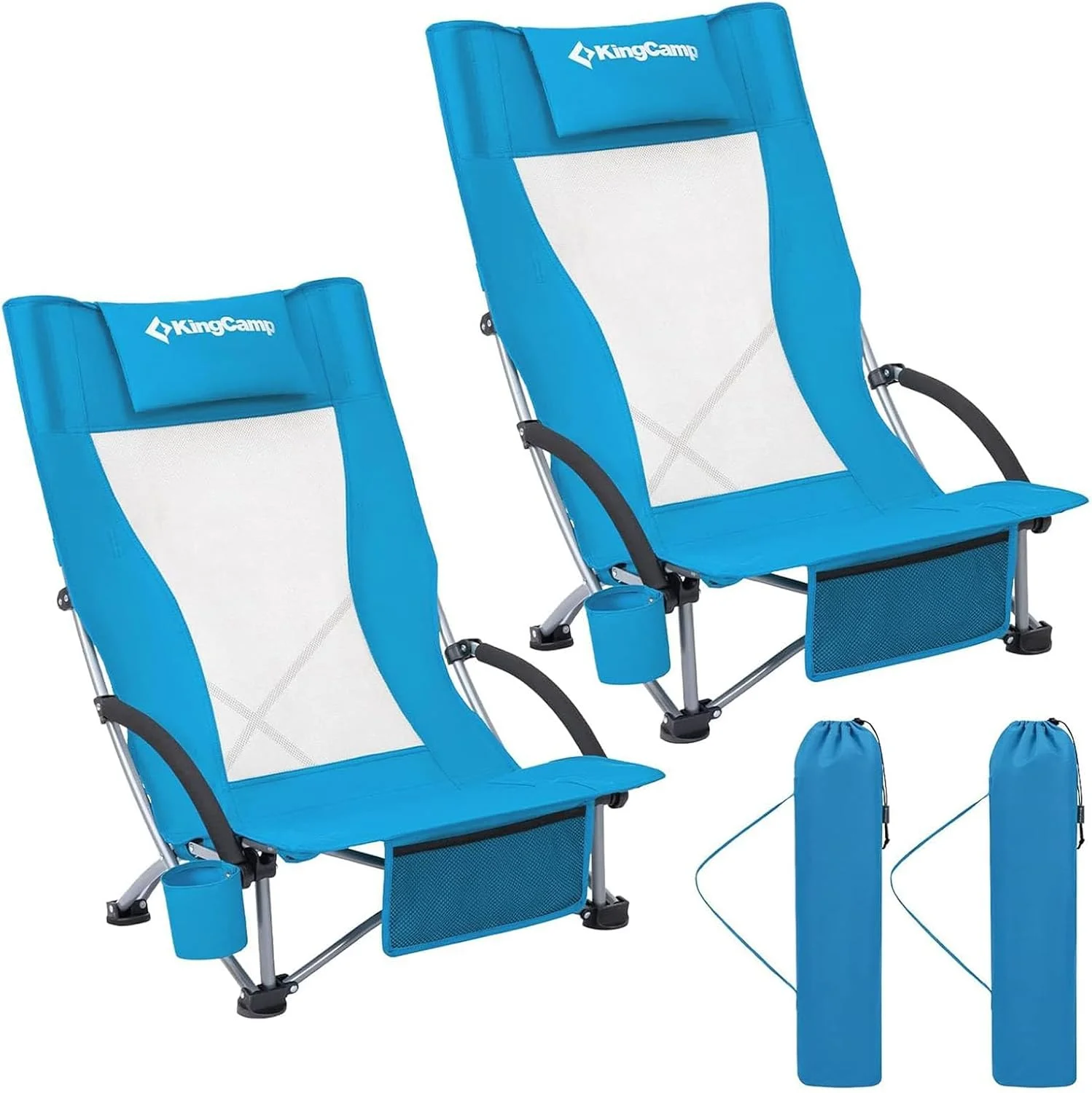 Low Beach Chairs 2 Pack, Folding Portable Chair for Adults lightweight Extra Wide Ergonomic High Back Seat - Image 10