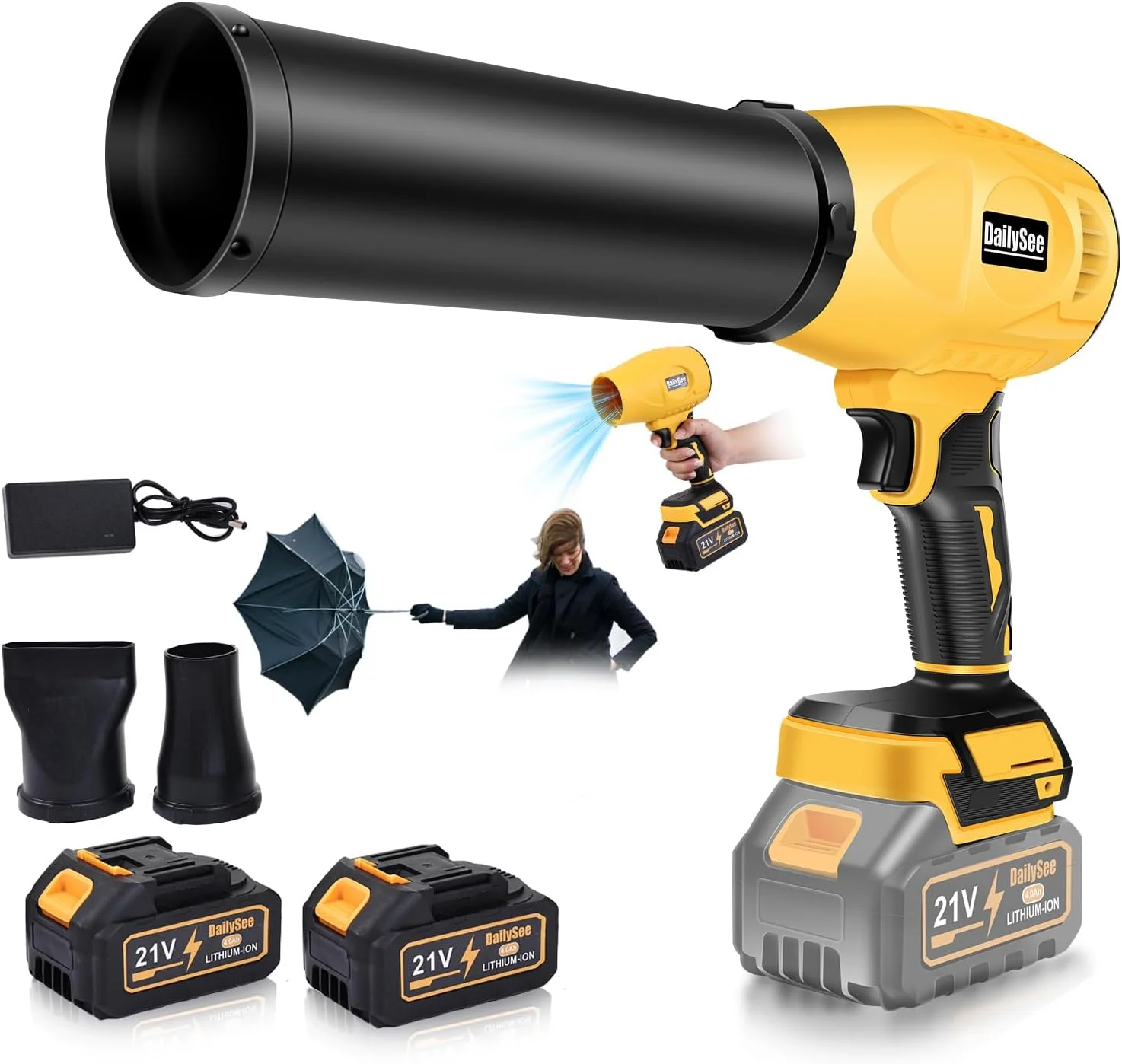 Blower Cordless, Powerful Handheld Electric Blower with 2??21V Batteries, Lightweight Leaf Blower for Lawn Care - For Yard Cleanup - Image 2