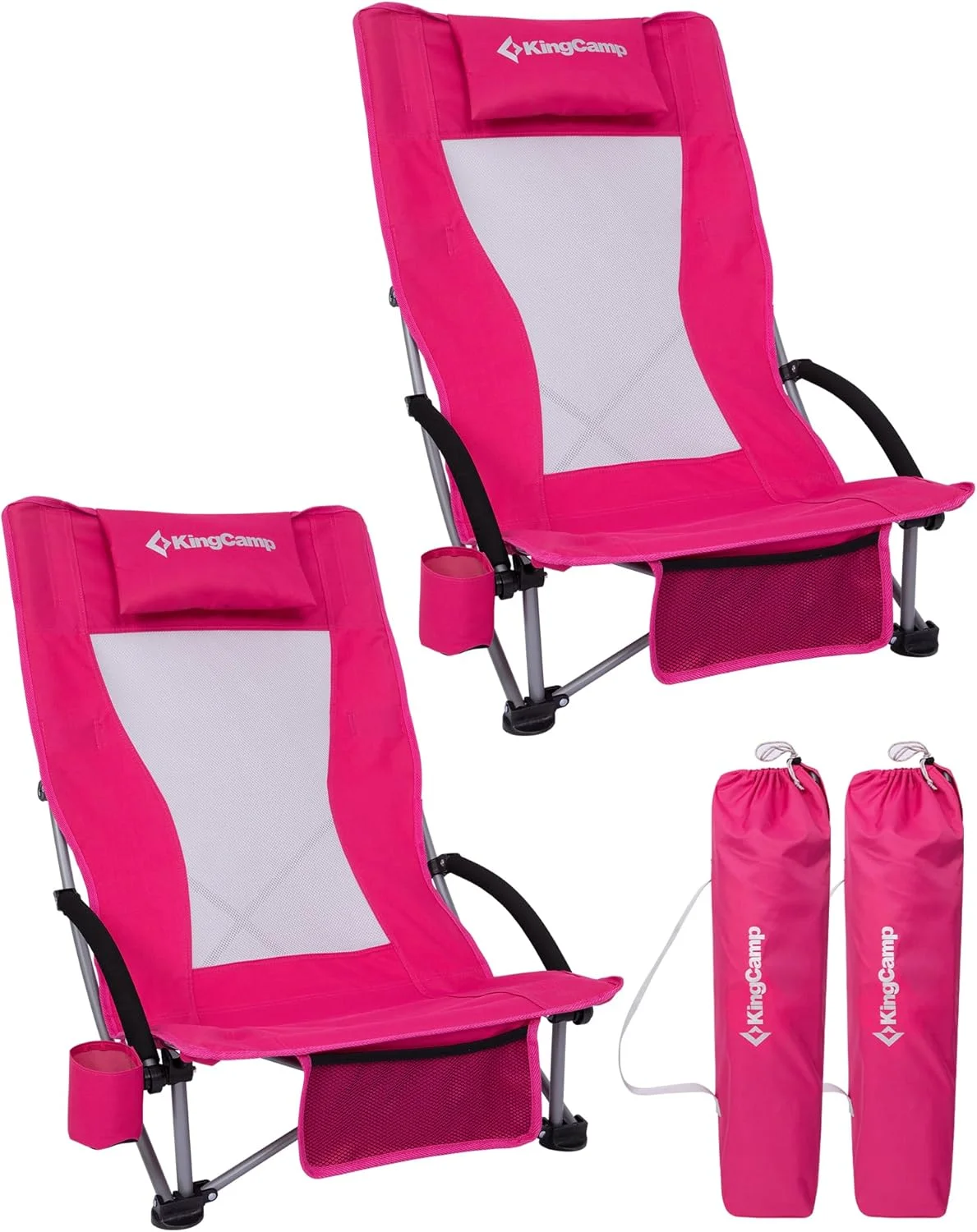 Low Beach Chairs 2 Pack, Folding Portable Chair for Adults lightweight Extra Wide Ergonomic High Back Seat - Image 13