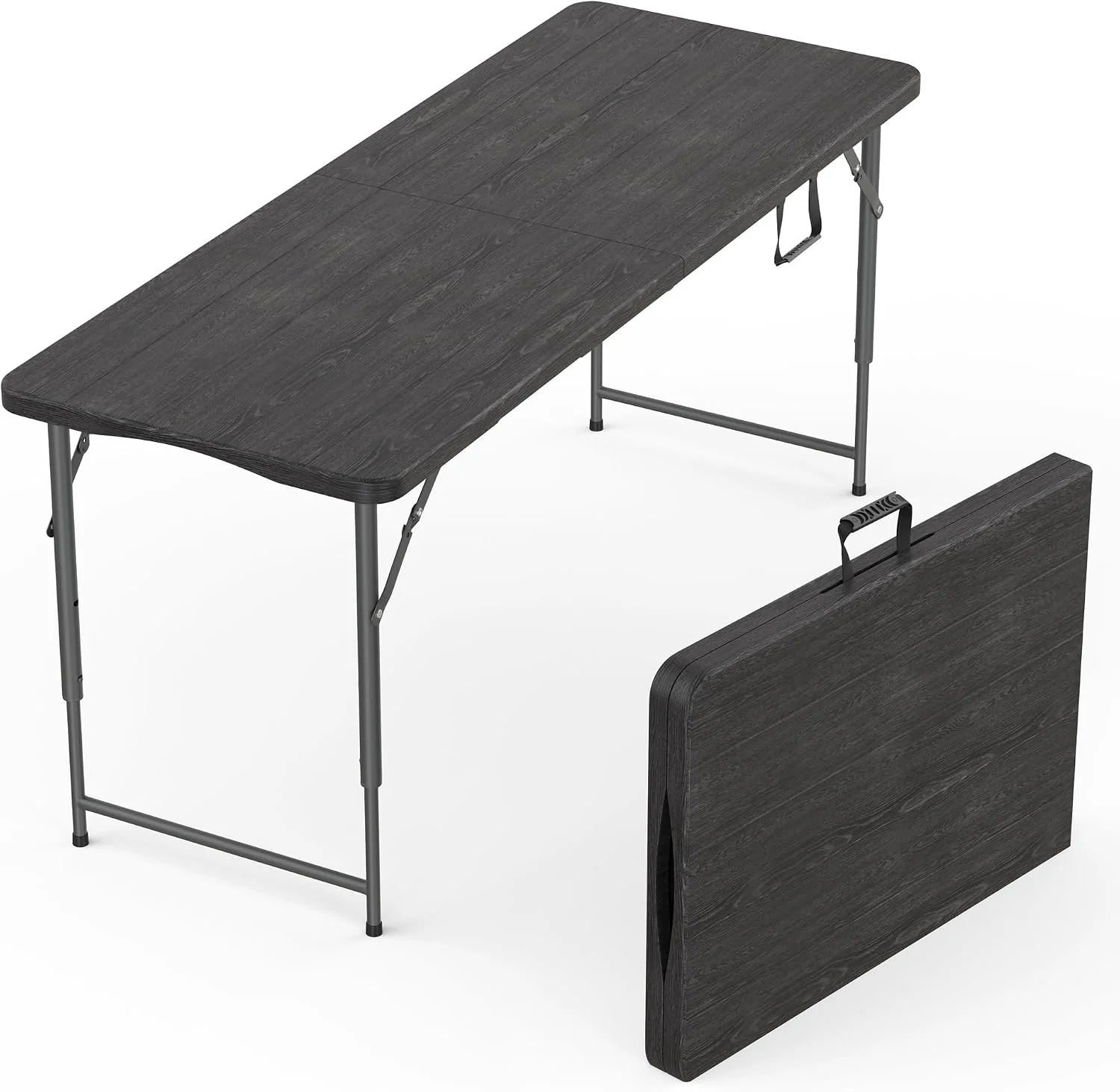 Modern Space 8 Feet Foldable Table with Built in Handle & Steel Legs, Heavy Duty Portable - Image 14