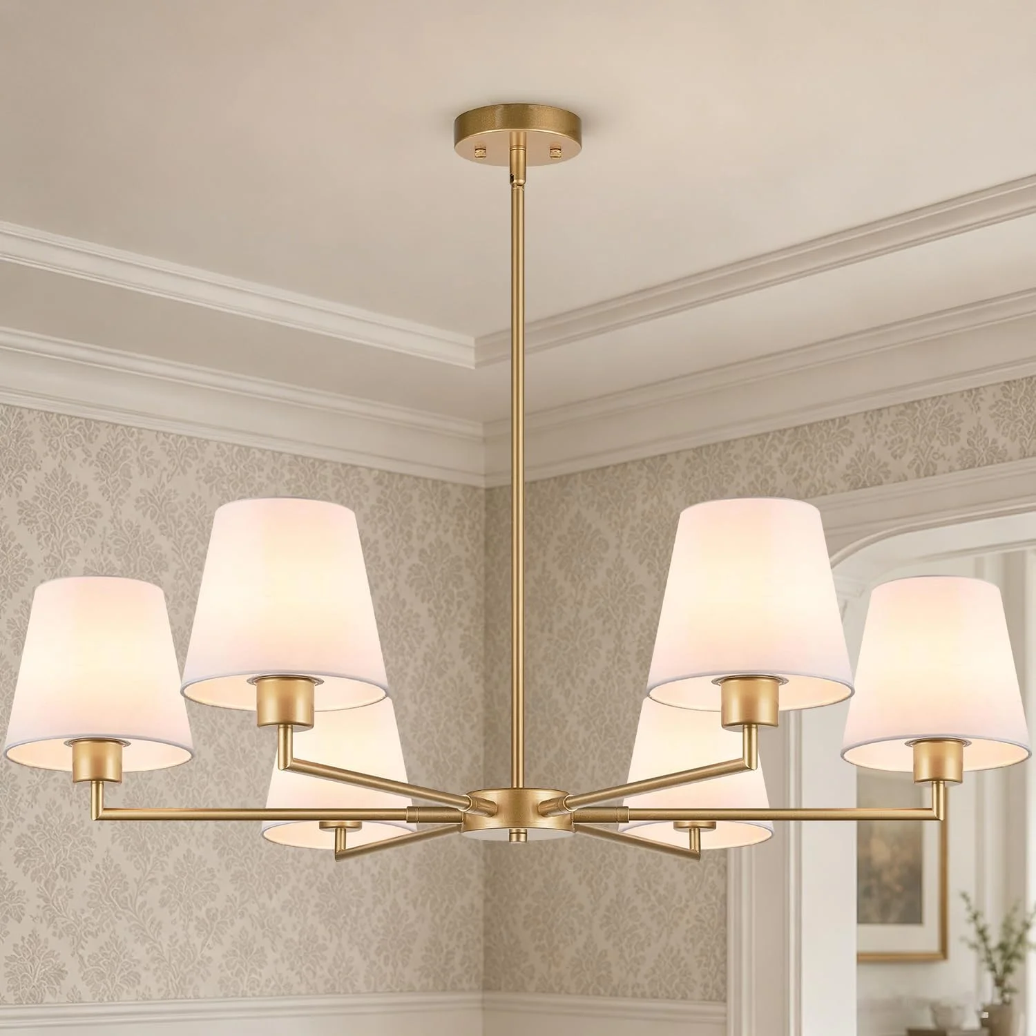 Gold Chandeliers for Dining Room, 6 Light - Image 2