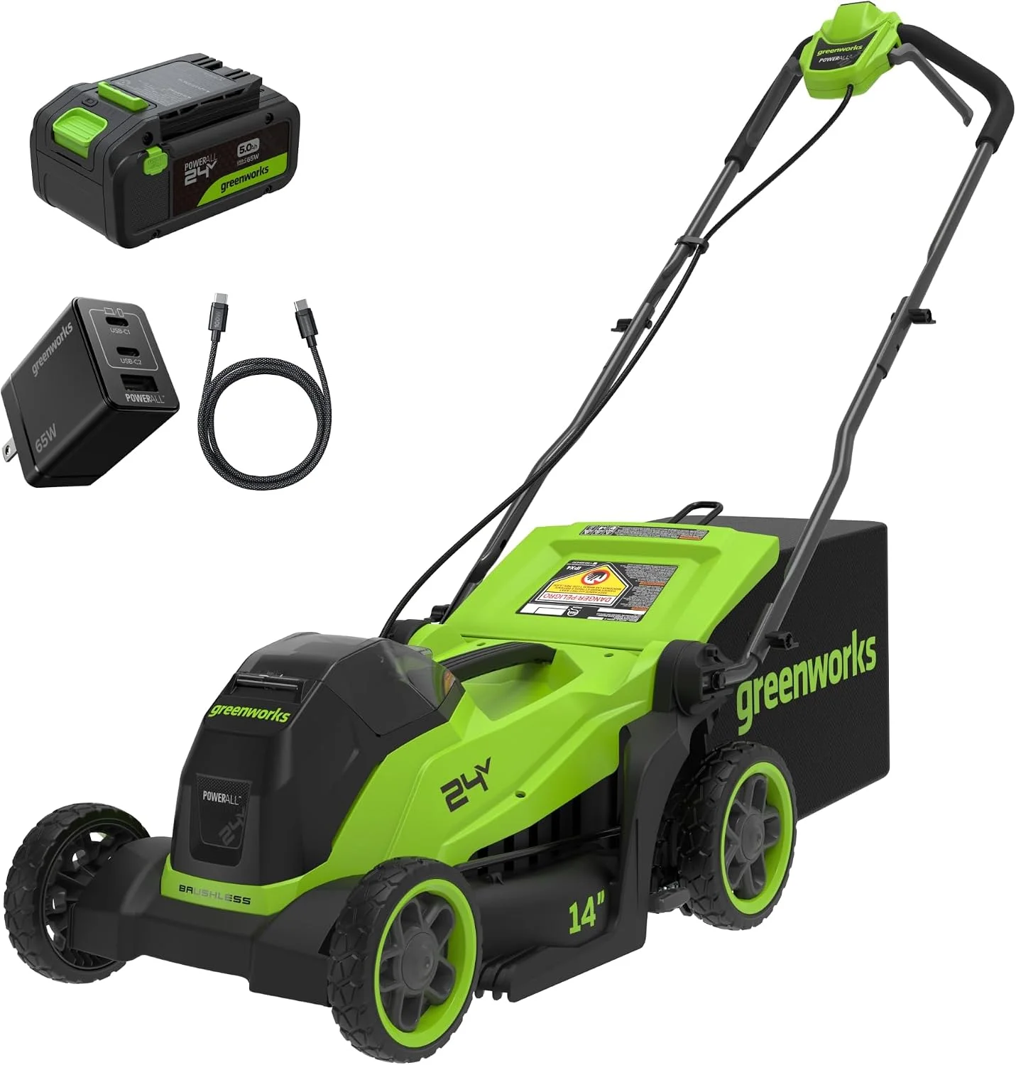24V 13 in Push Lawn Mower, 4.0 Ah Battery and Charger - For Lawn Care - Image 2