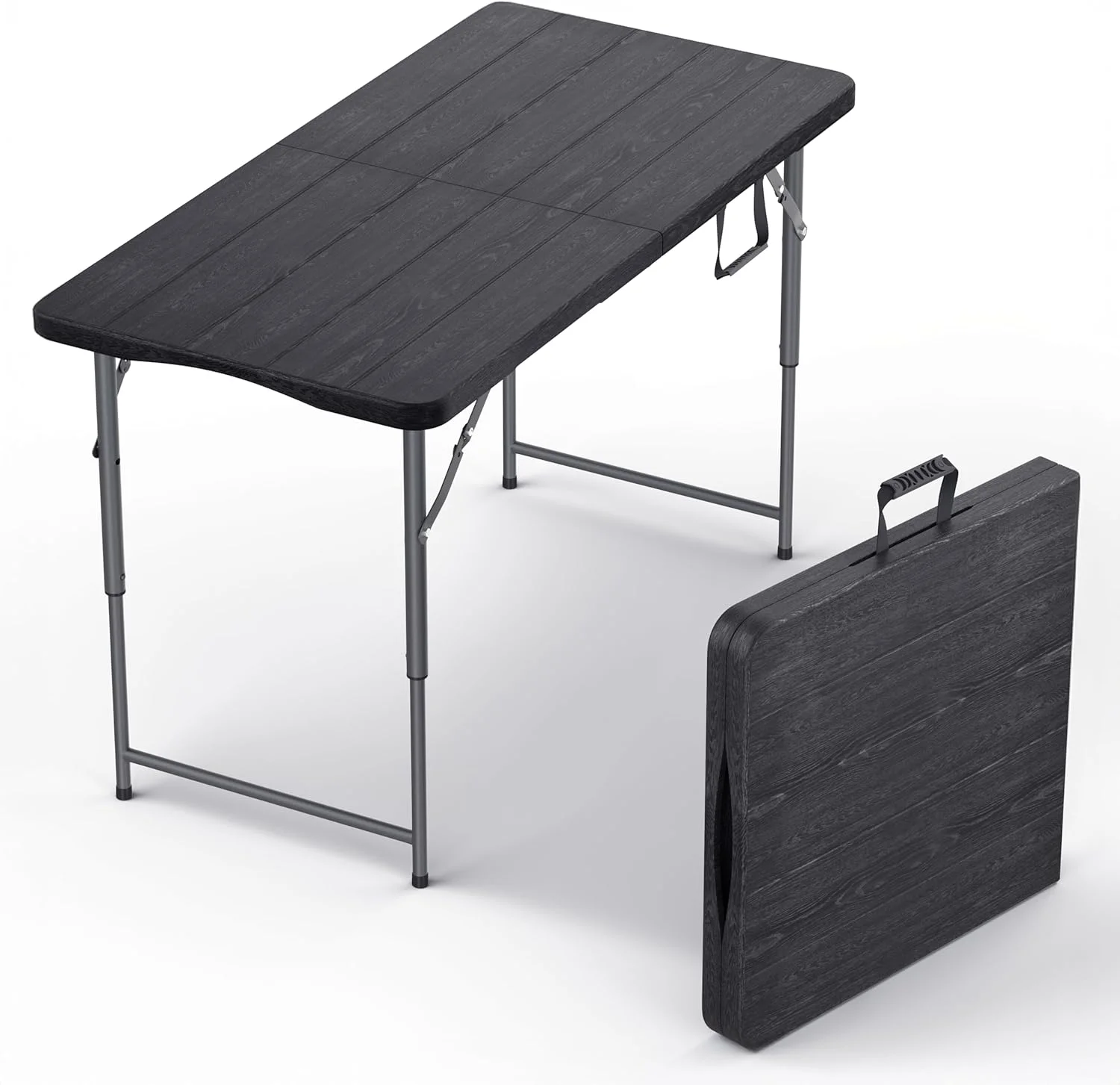 Modern Space 8 Feet Foldable Table with Built in Handle & Steel Legs, Heavy Duty Portable